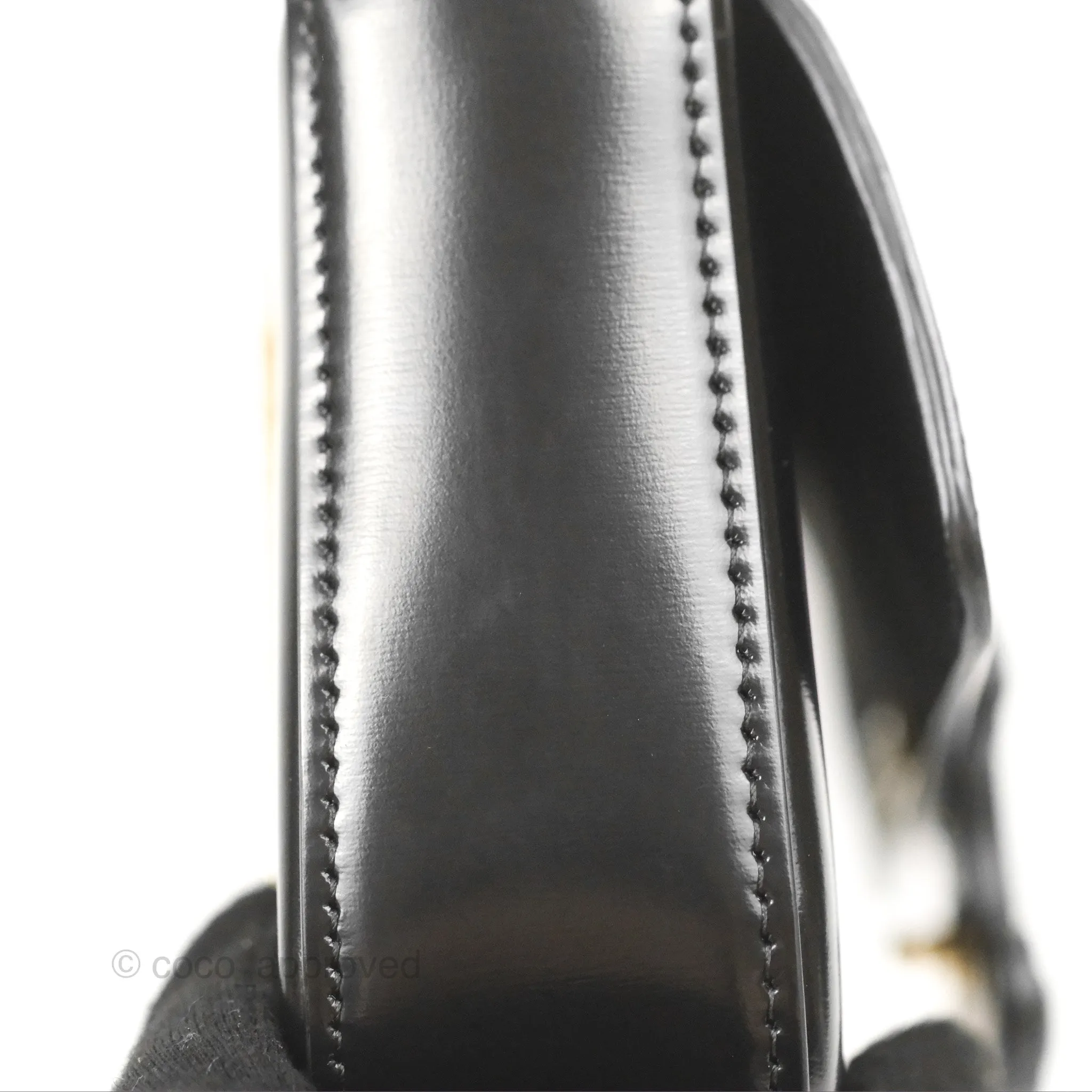 Celine Triomphe Chain Shoulder Bag Black Shiny Calfskin