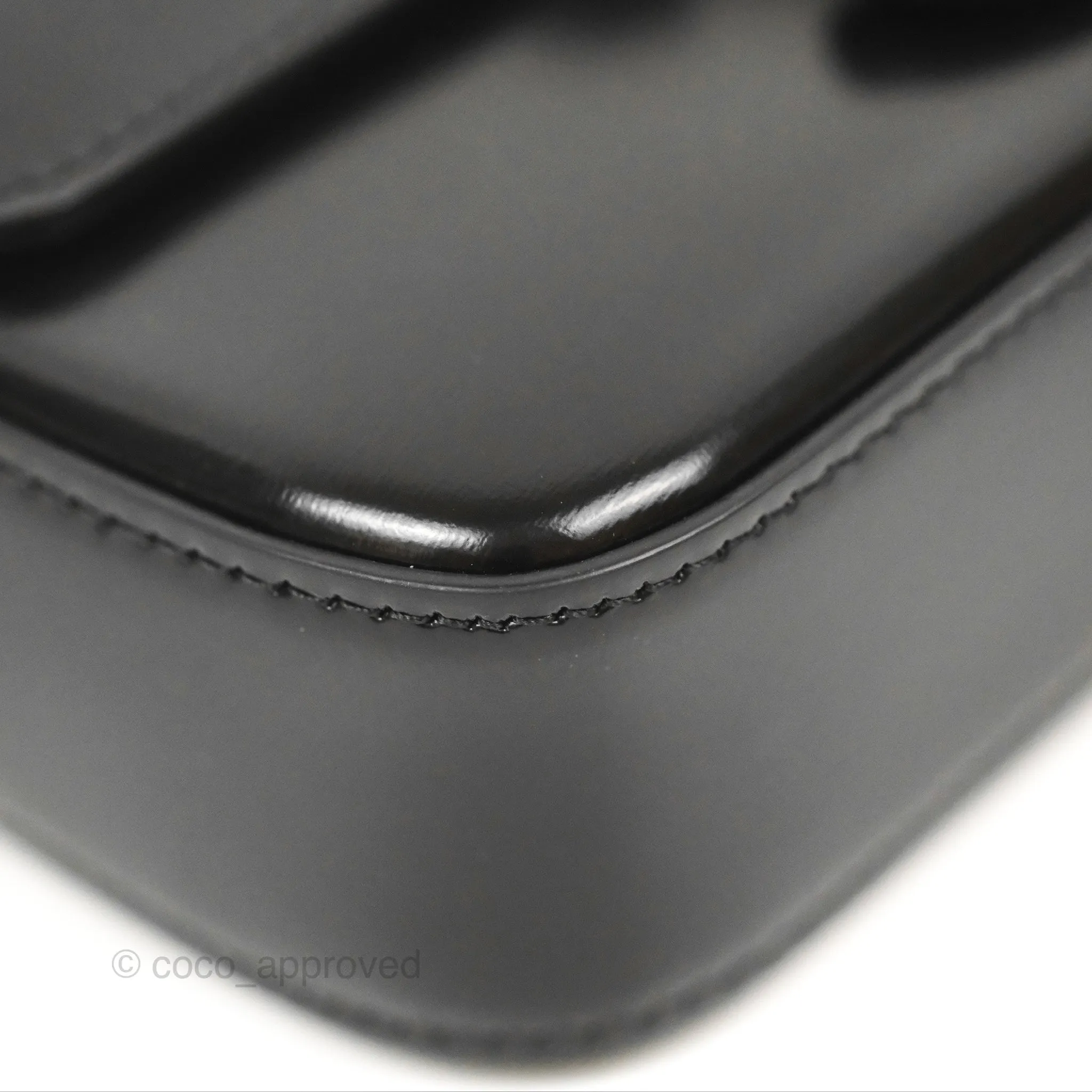Celine Triomphe Chain Shoulder Bag Black Shiny Calfskin