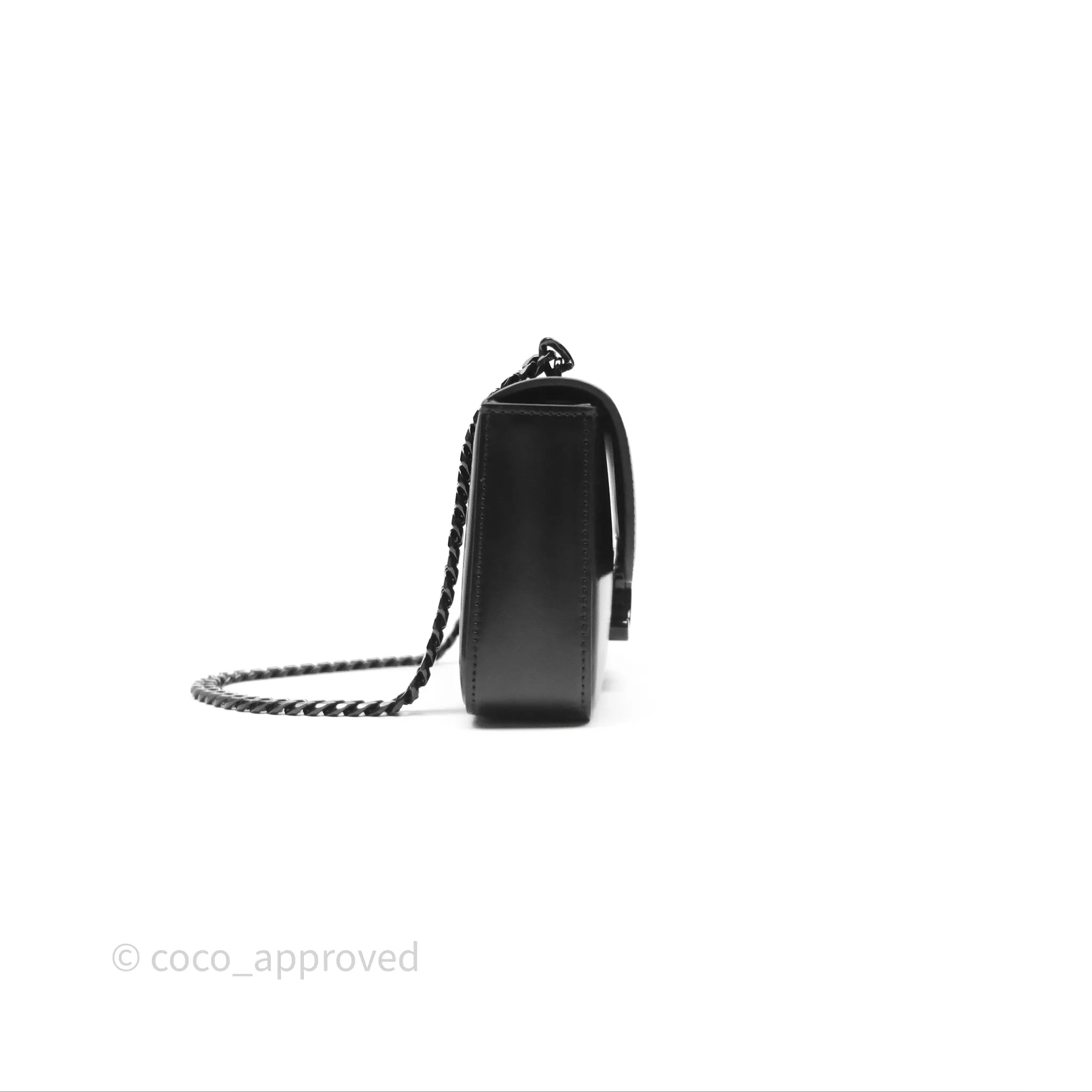 Celine Triomphe Chain Shoulder Bag So Black Shiny Calfskin