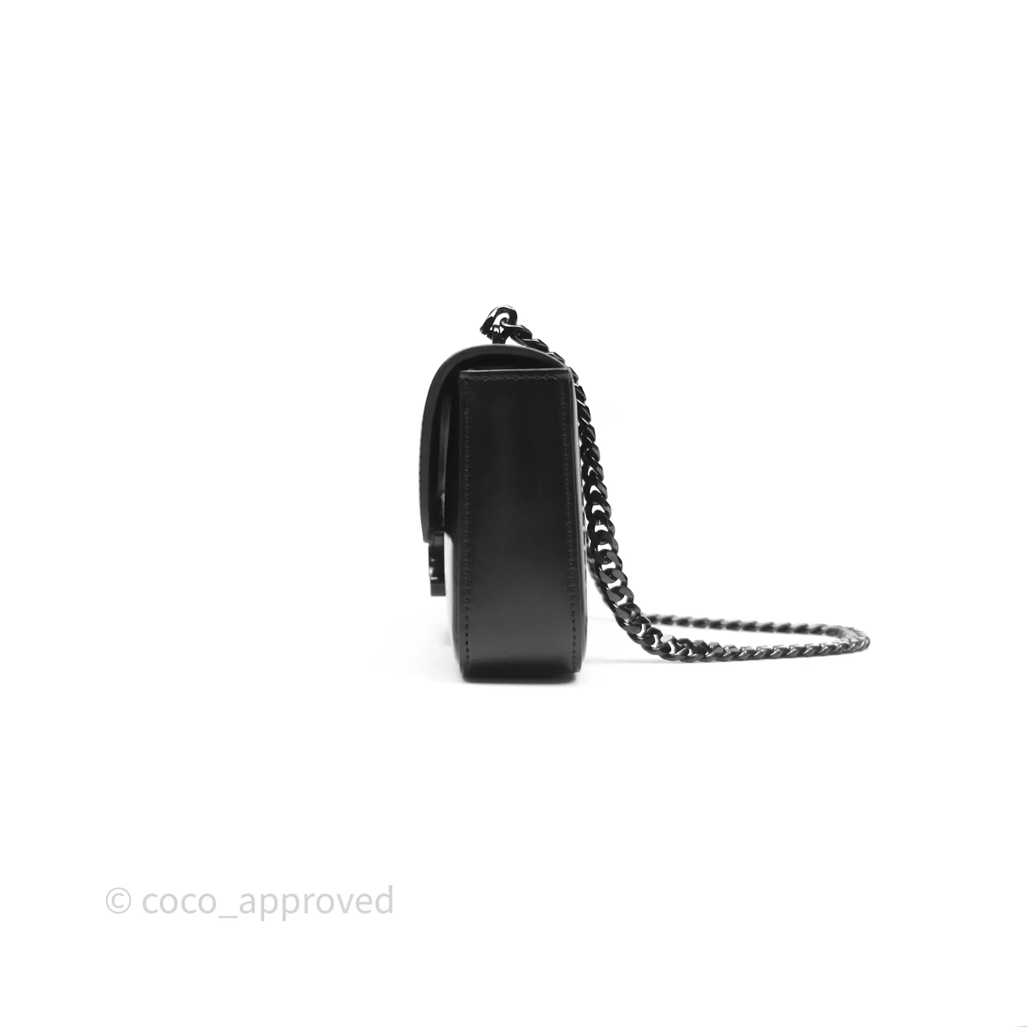 Celine Triomphe Chain Shoulder Bag So Black Shiny Calfskin