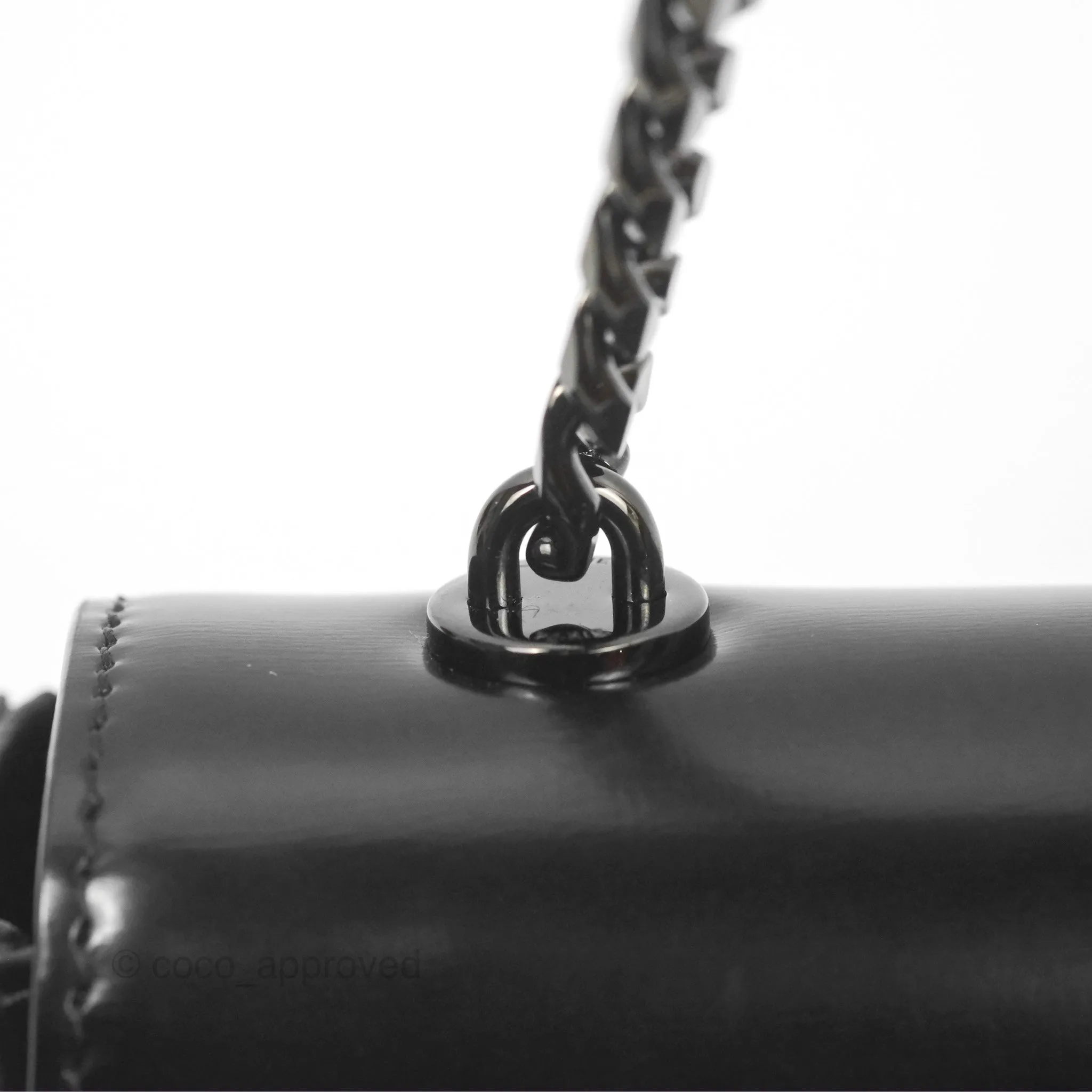 Celine Triomphe Chain Shoulder Bag So Black Shiny Calfskin