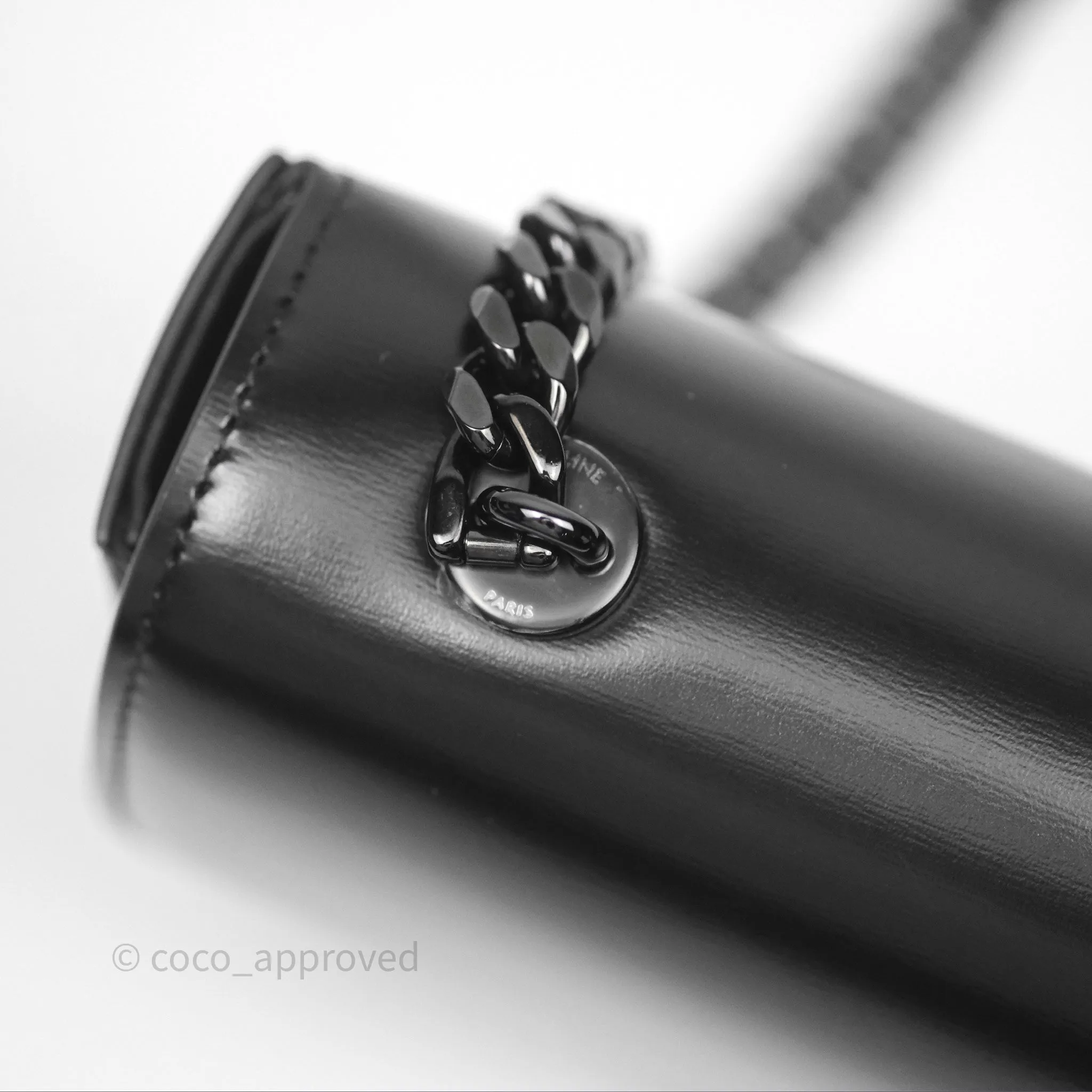 Celine Triomphe Chain Shoulder Bag So Black Shiny Calfskin