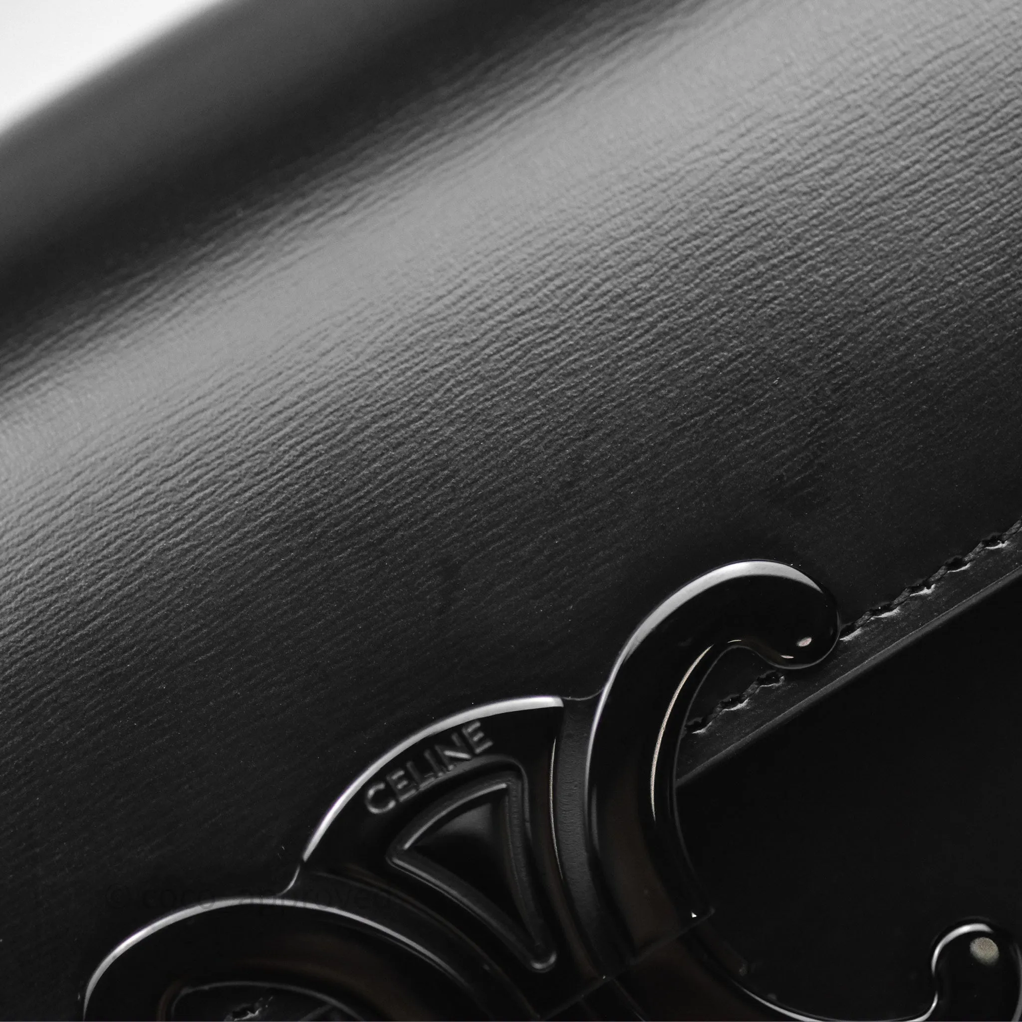 Celine Triomphe Chain Shoulder Bag So Black Shiny Calfskin