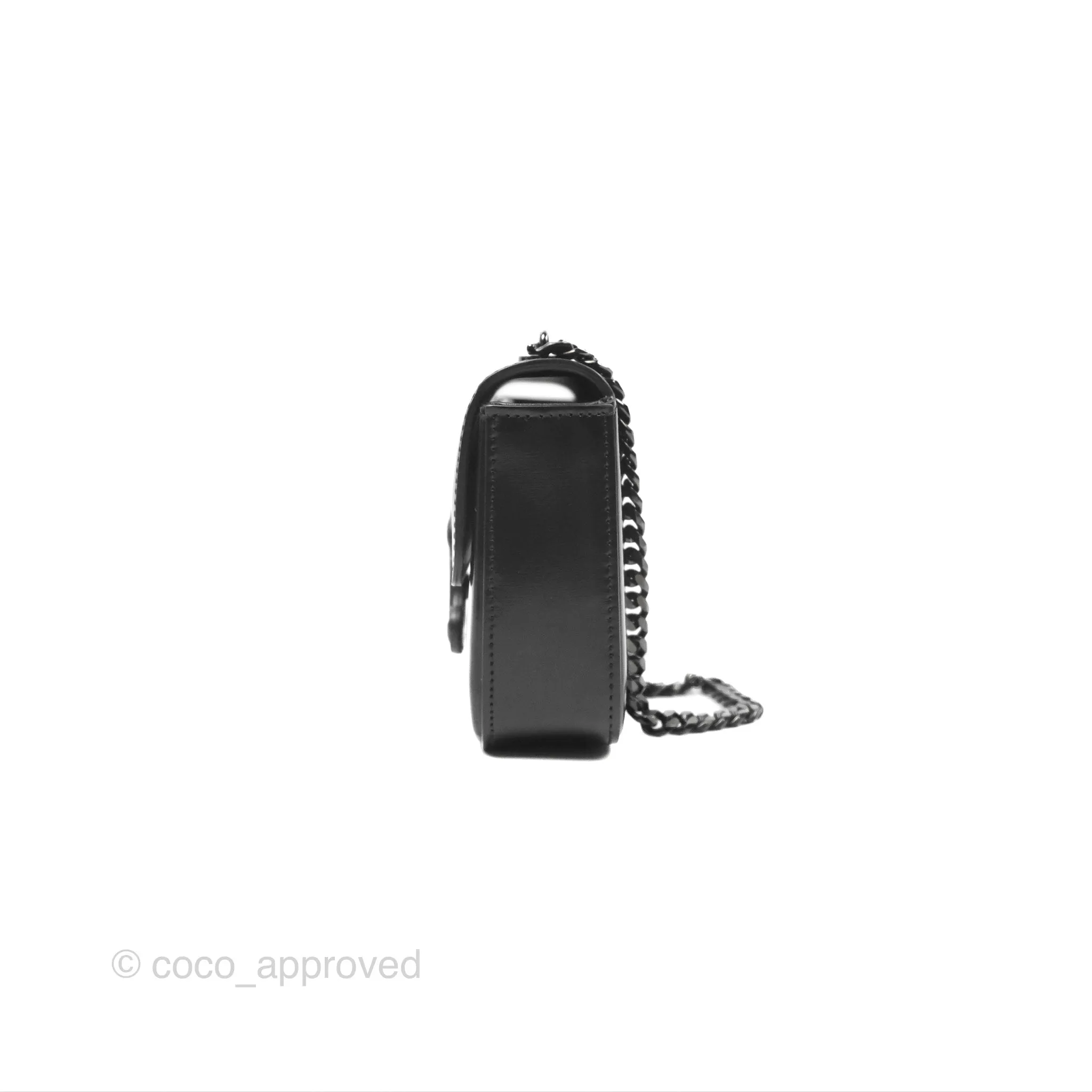 Celine Triomphe Chain Shoulder Bag So Black Shiny Calfskin