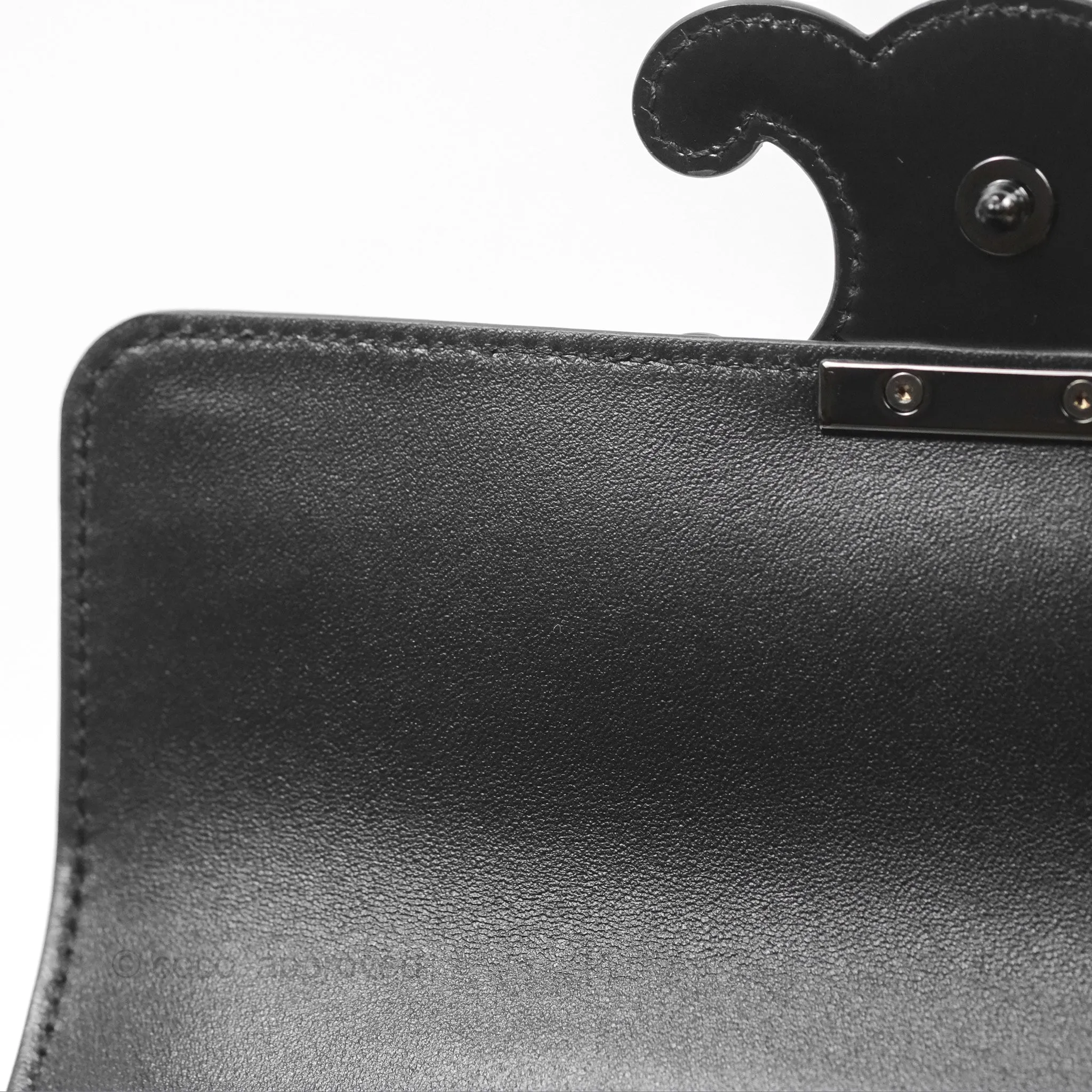 Celine Triomphe Chain Shoulder Bag So Black Shiny Calfskin