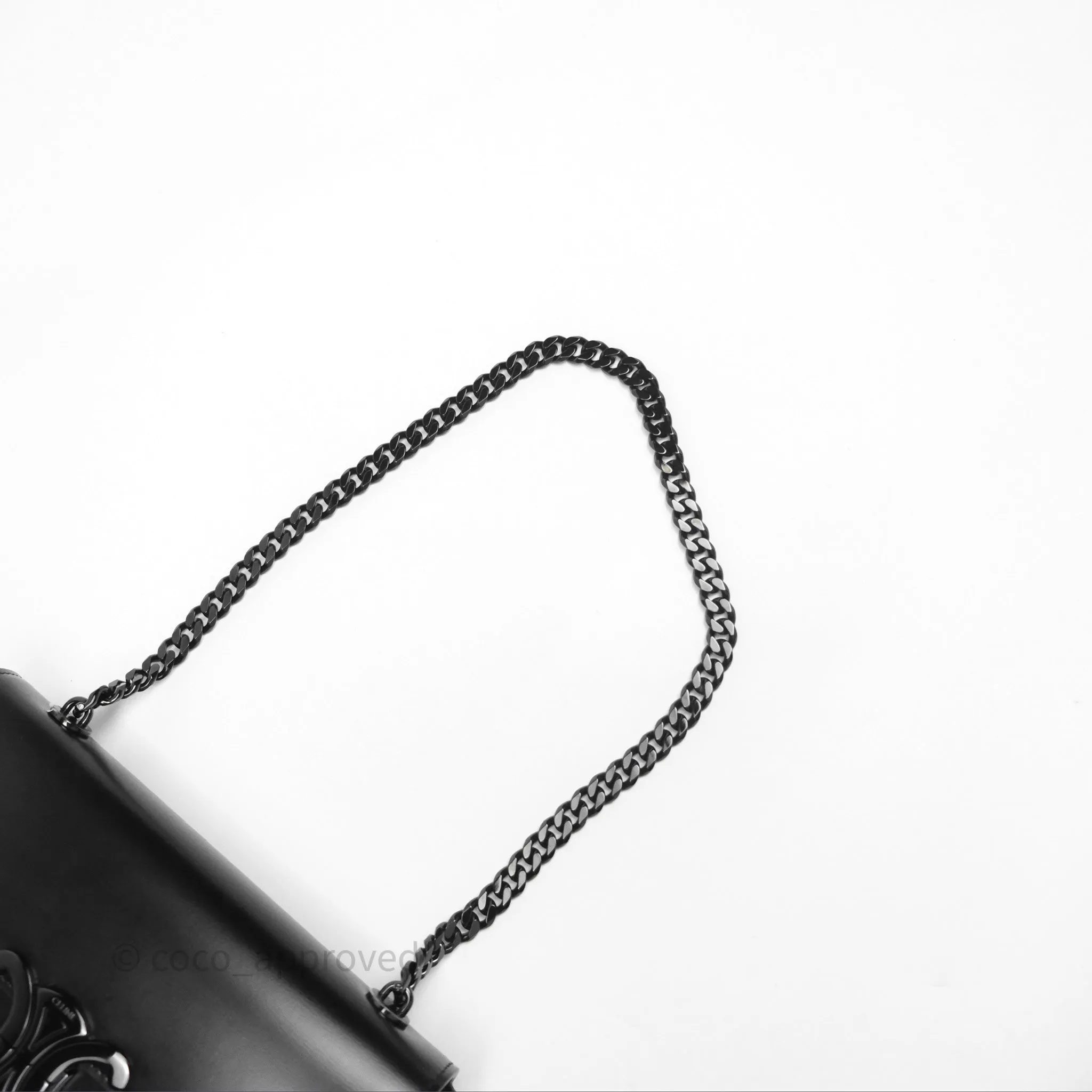 Celine Triomphe Chain Shoulder Bag So Black Shiny Calfskin