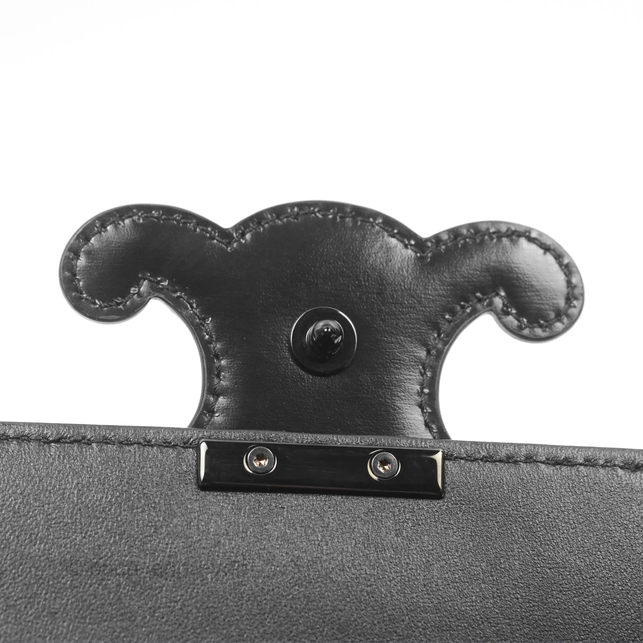 Celine Triomphe Chain Shoulder Bag So Black Shiny Calfskin