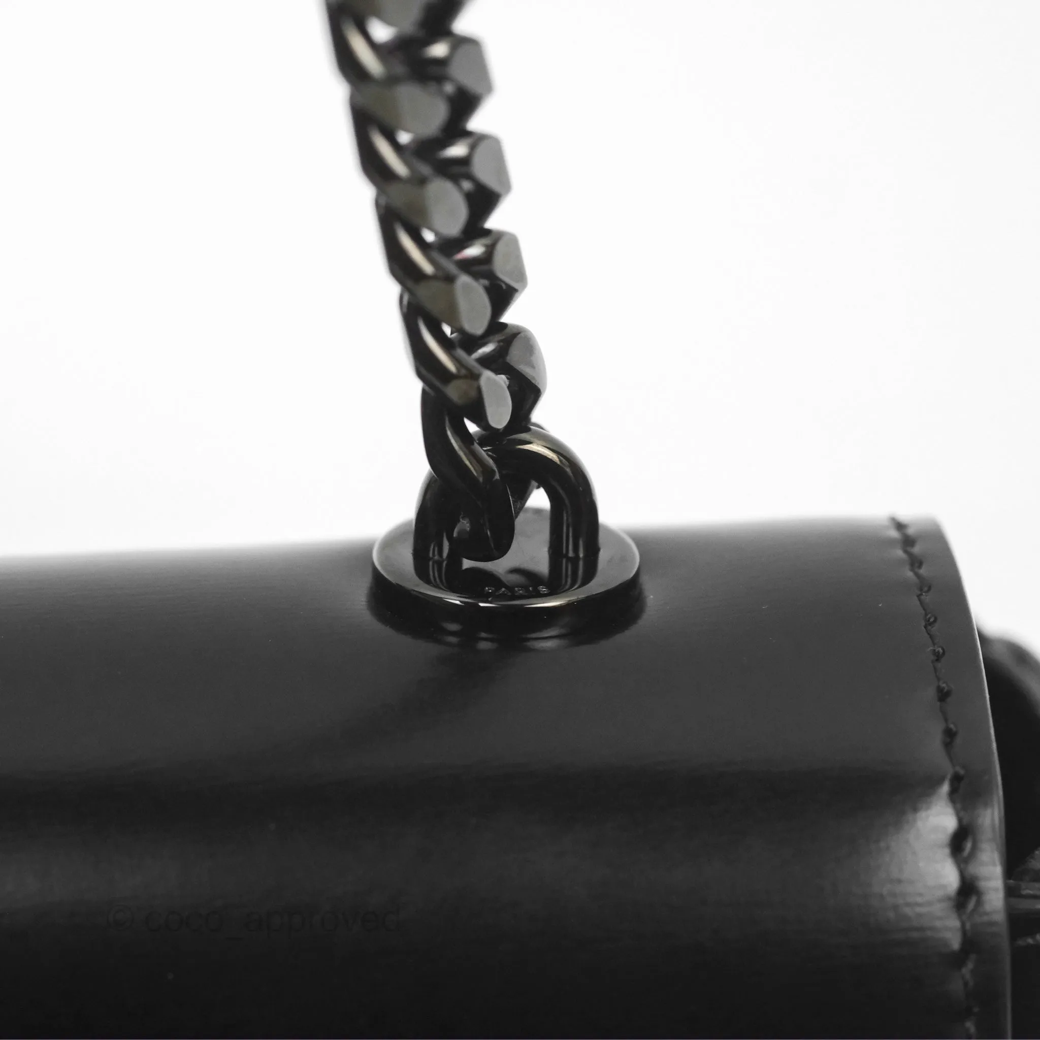 Celine Triomphe Chain Shoulder Bag So Black Shiny Calfskin