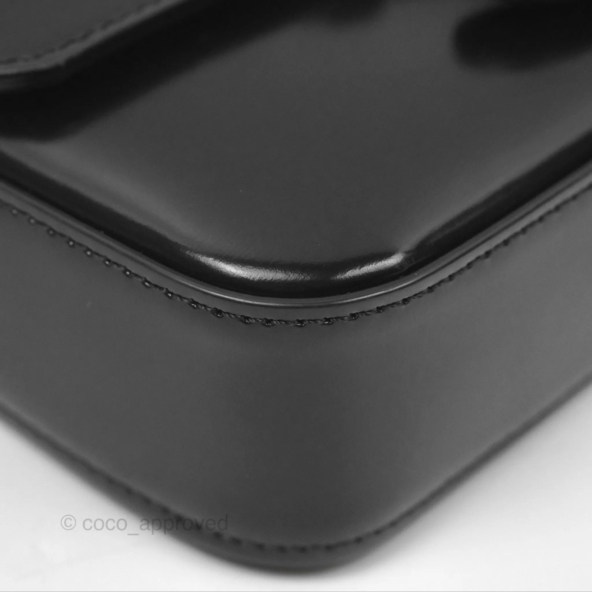 Celine Triomphe Chain Shoulder Bag So Black Shiny Calfskin
