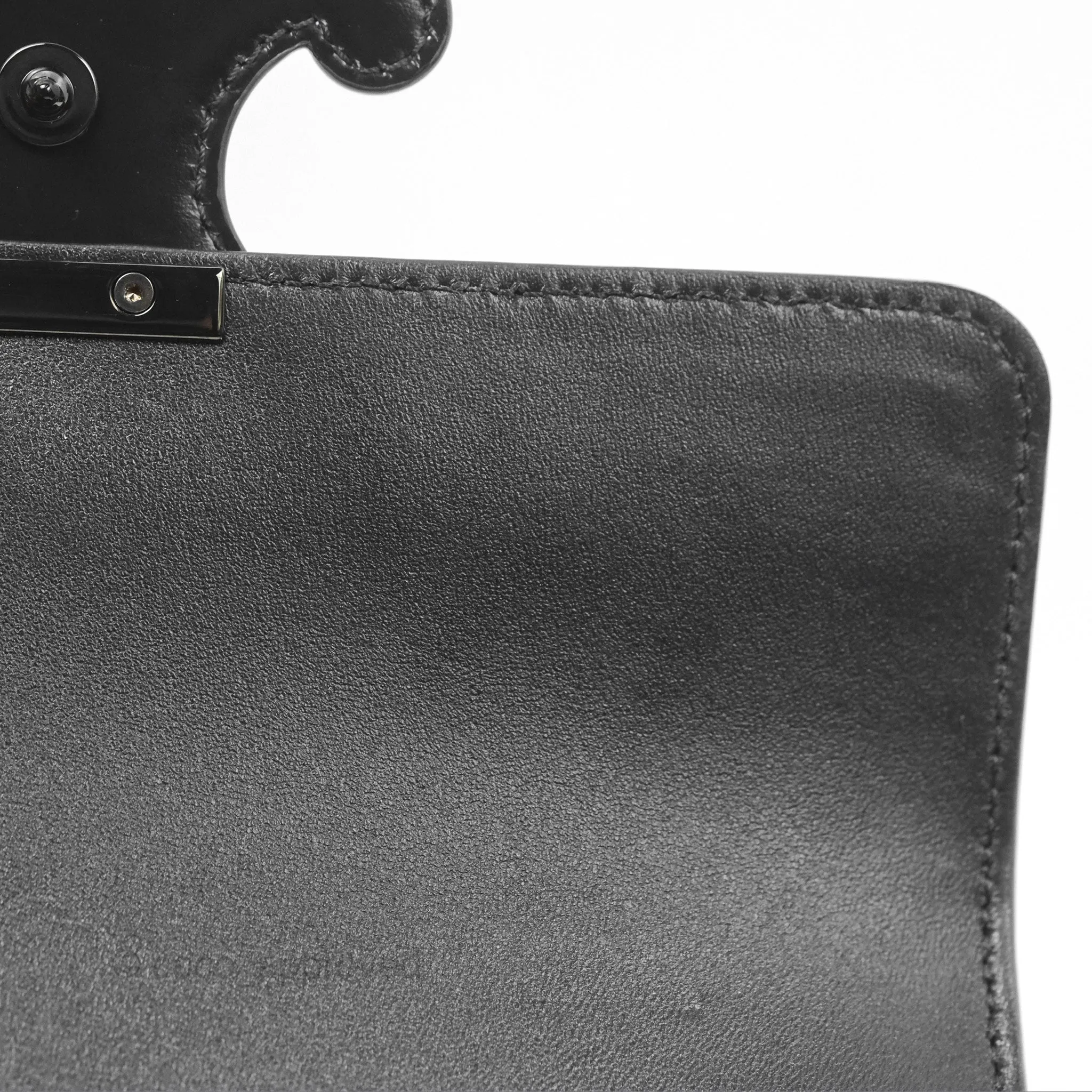 Celine Triomphe Chain Shoulder Bag So Black Shiny Calfskin