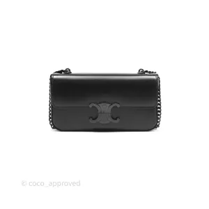 Celine Triomphe Chain Shoulder Bag So Black Shiny Calfskin