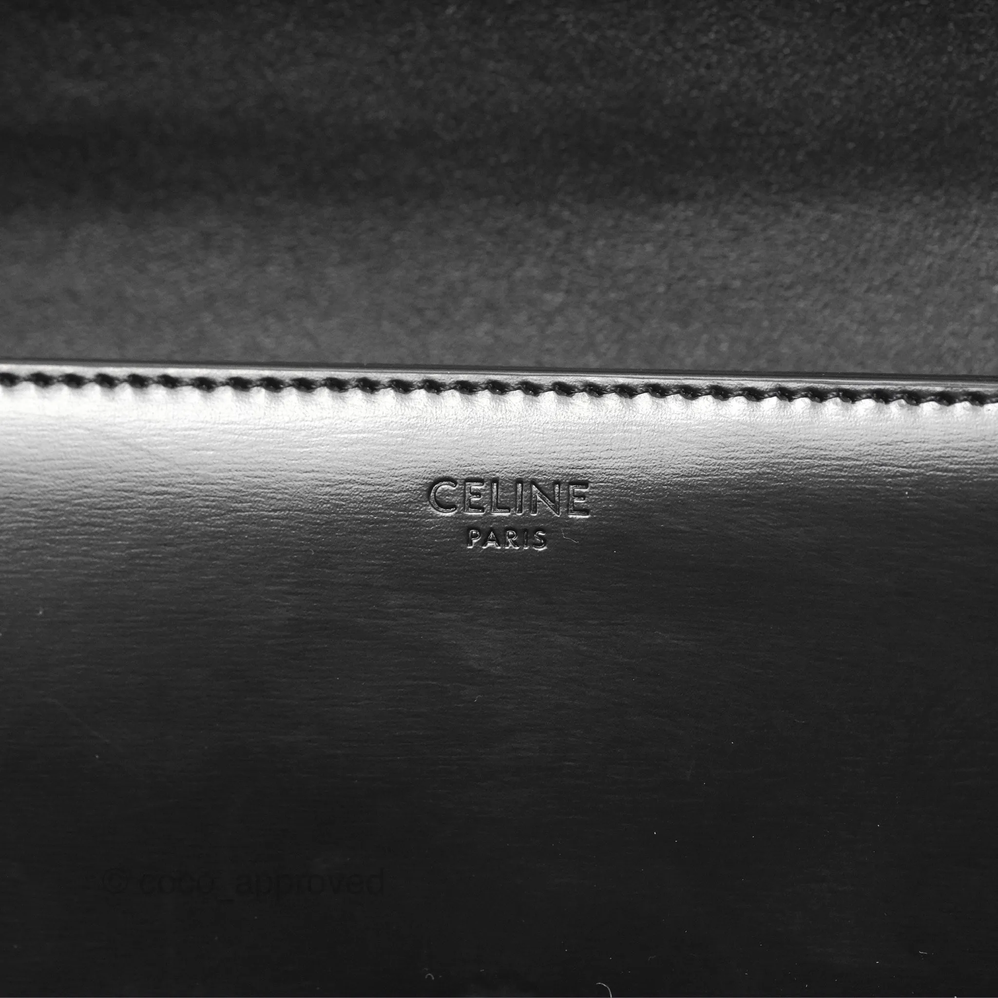 Celine Triomphe Chain Shoulder Bag So Black Shiny Calfskin