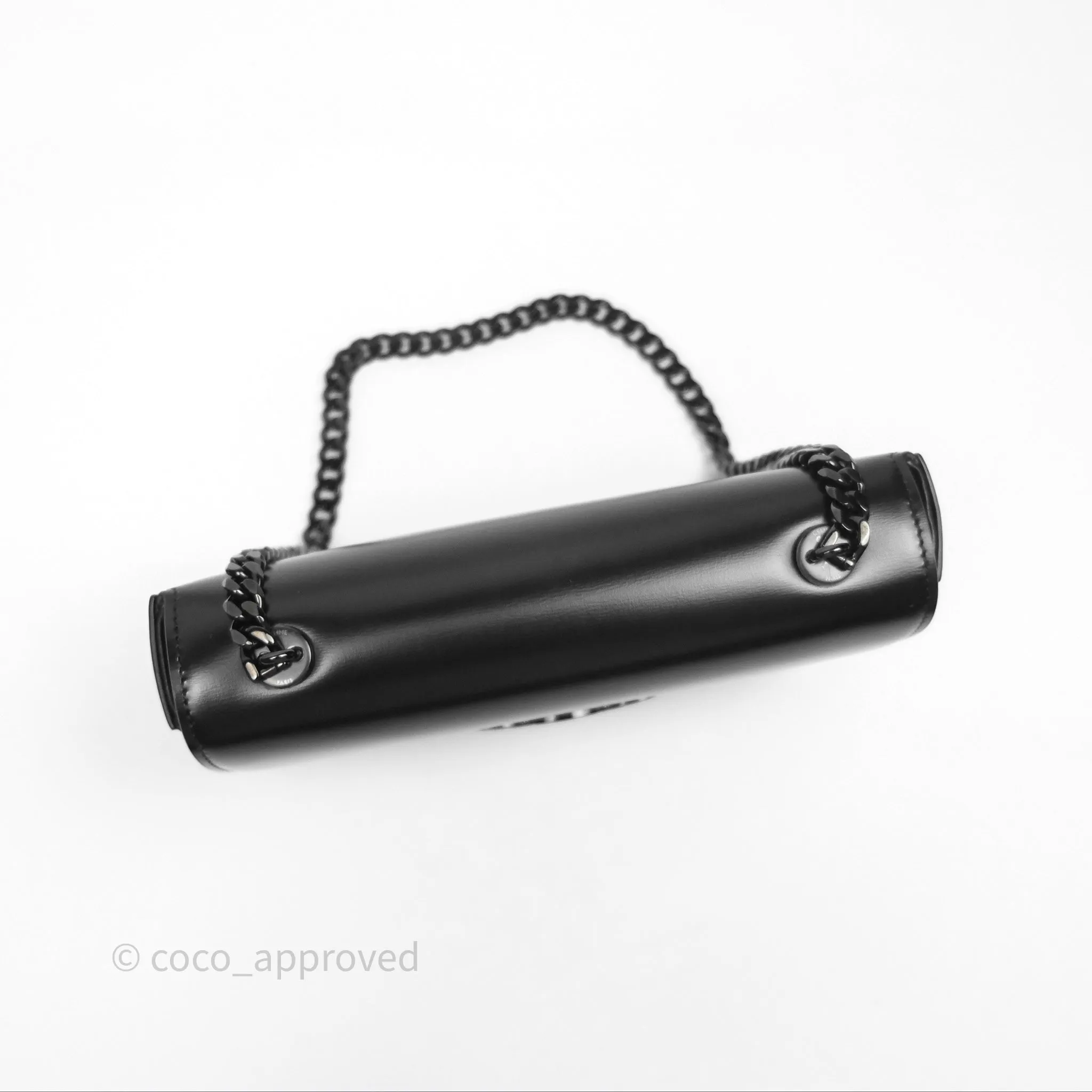 Celine Triomphe Chain Shoulder Bag So Black Shiny Calfskin
