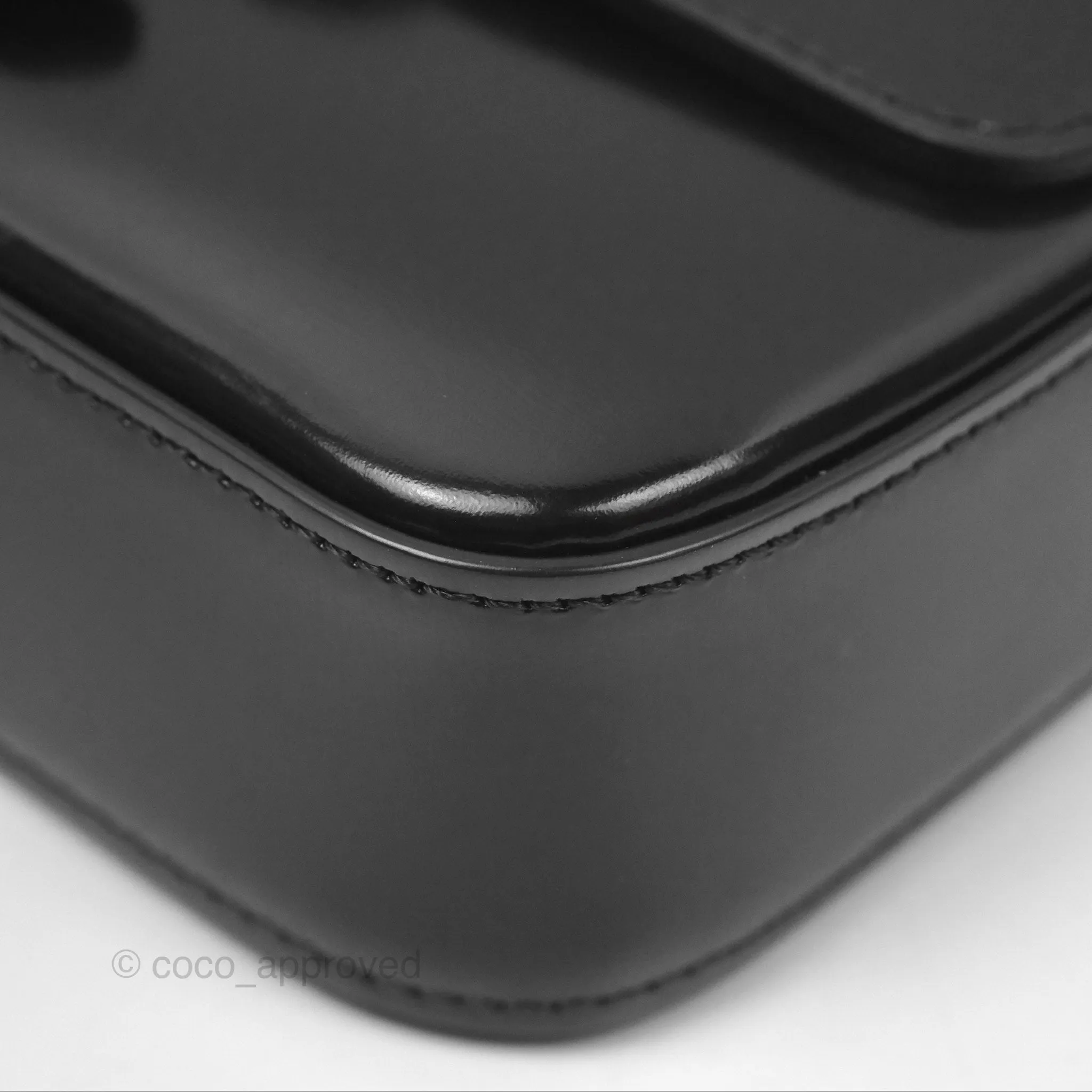 Celine Triomphe Chain Shoulder Bag So Black Shiny Calfskin