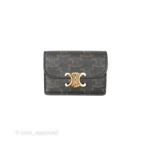 Celine Triomphe Flap Card Holder Triomphe Canvas Tan