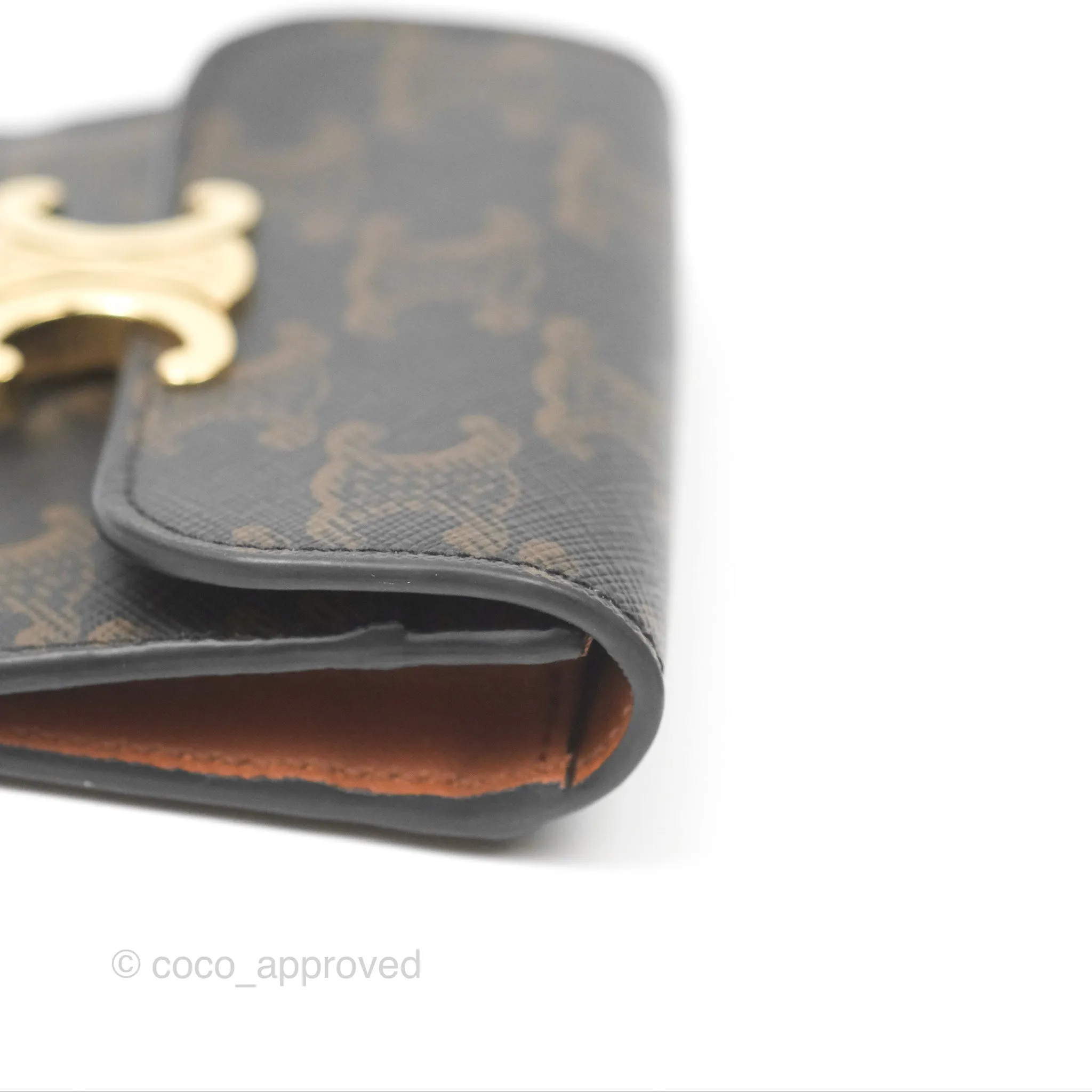 Celine Triomphe Flap Card Holder Triomphe Canvas Tan