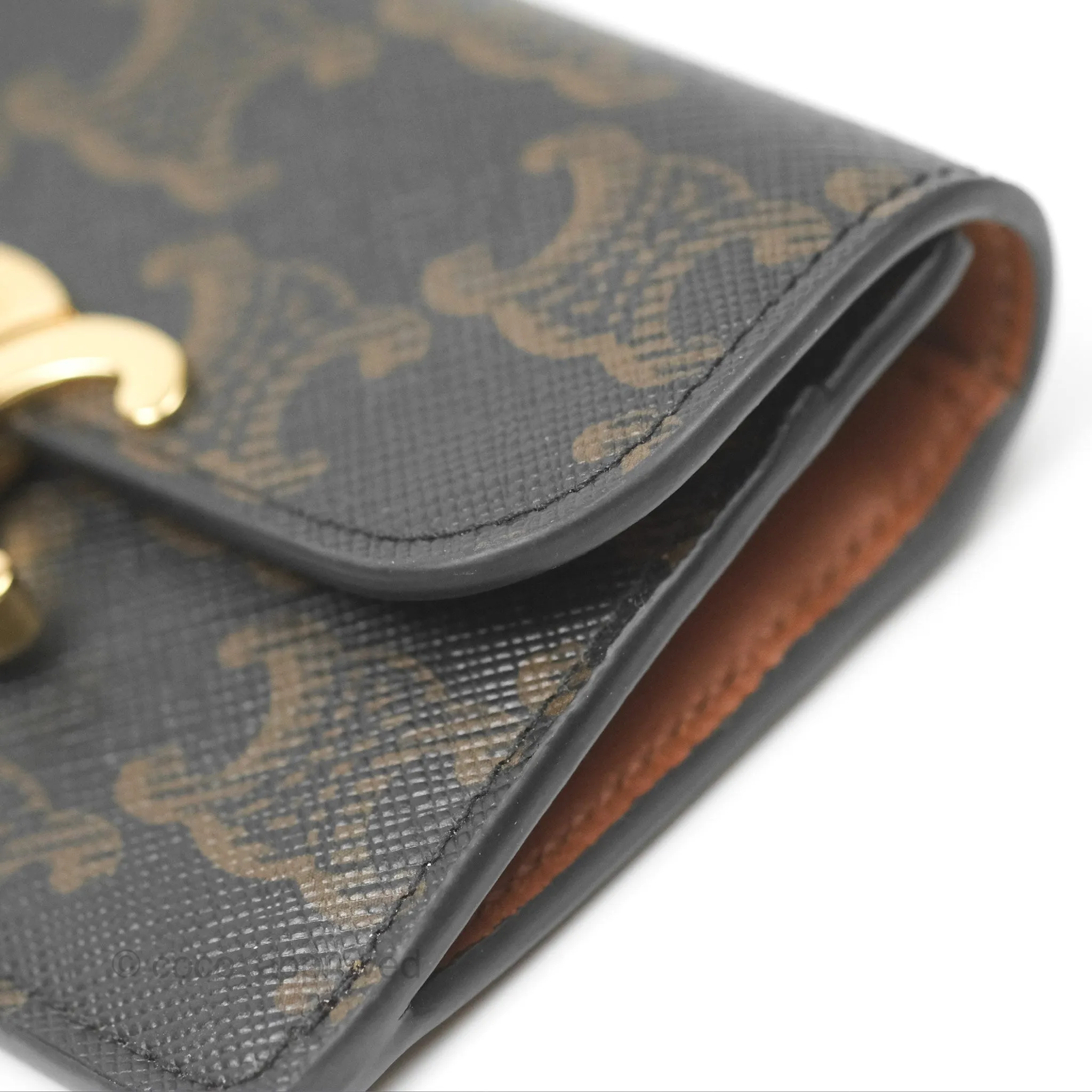 Celine Triomphe Flap Card Holder Triomphe Canvas Tan