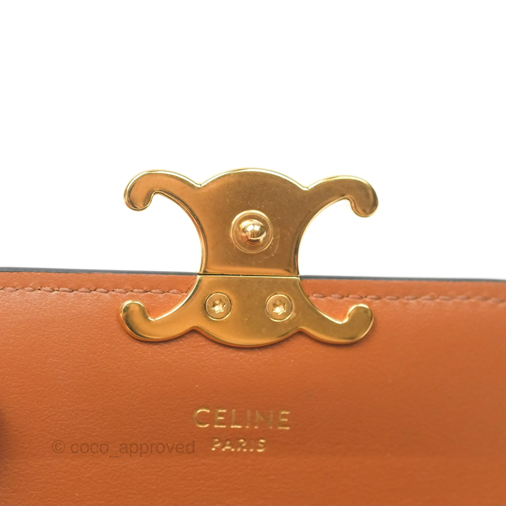 Celine Triomphe Flap Card Holder Triomphe Canvas Tan