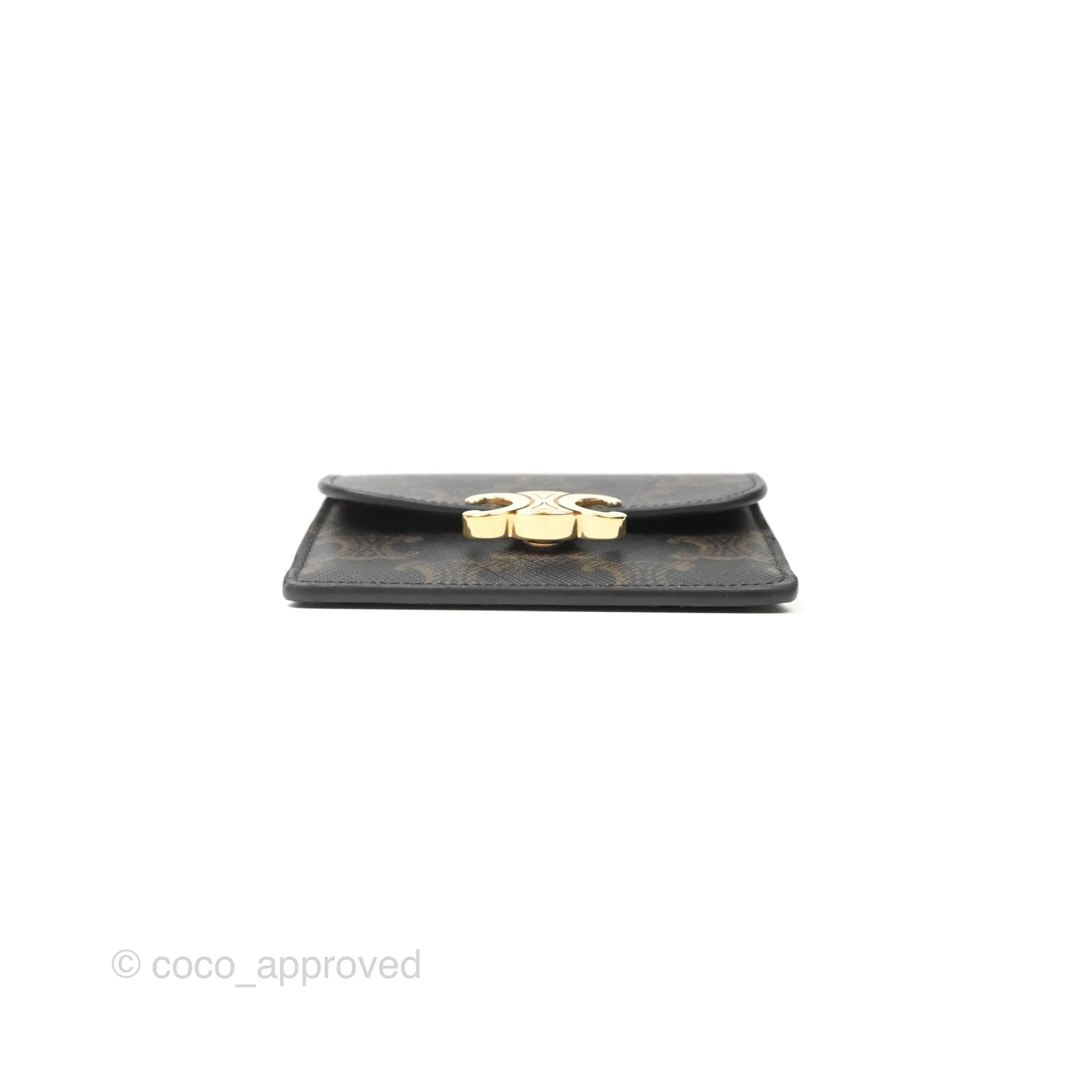 Celine Triomphe Flap Card Holder Triomphe Canvas Tan