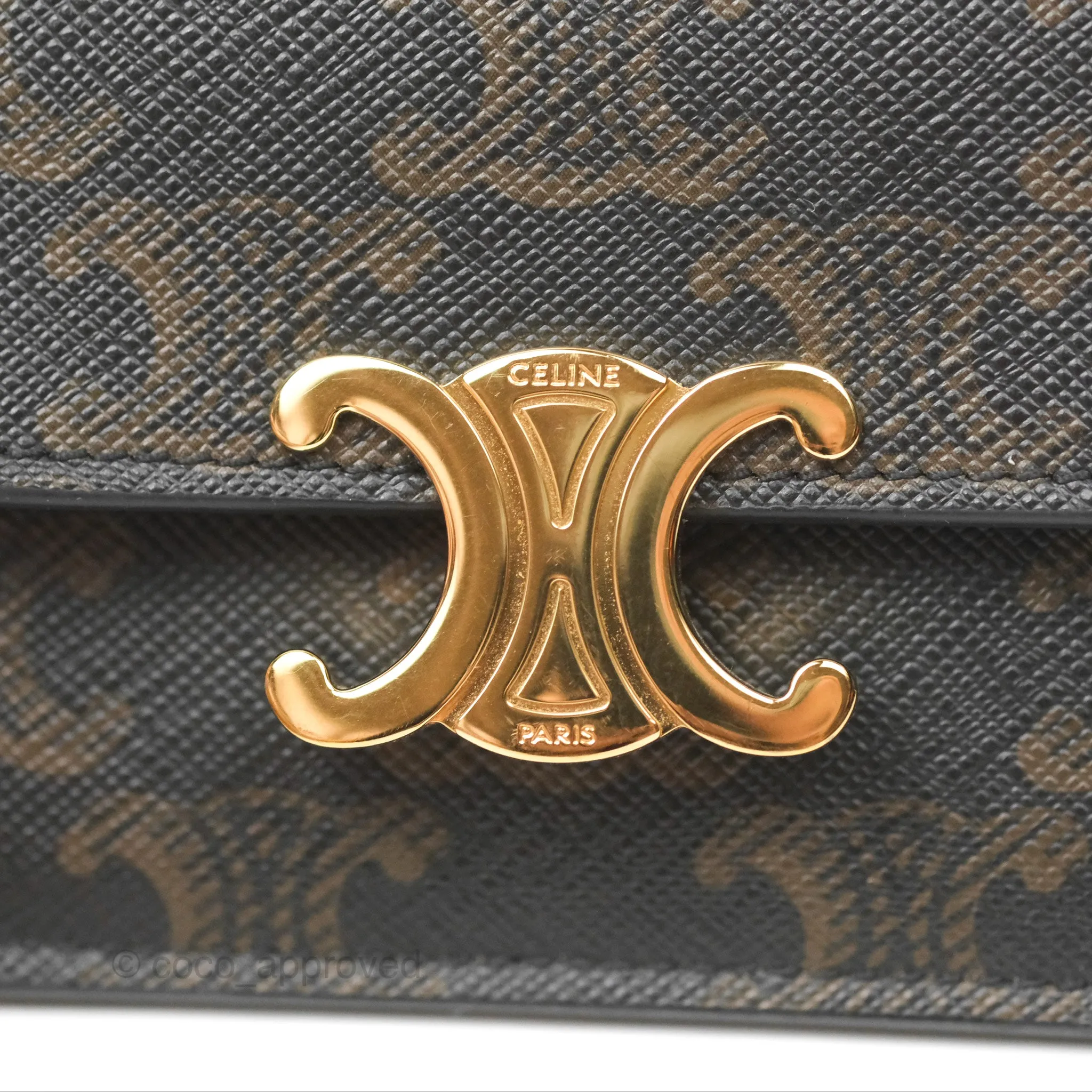 Celine Triomphe Flap Card Holder Triomphe Canvas Tan