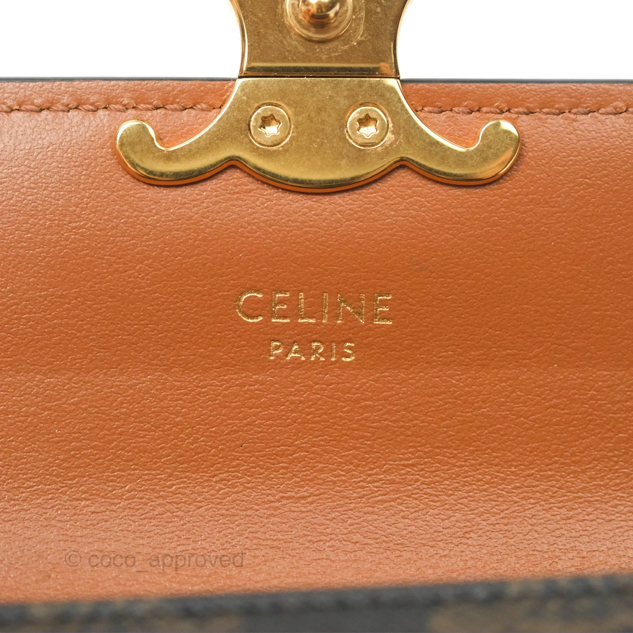 Celine Triomphe Flap Card Holder Triomphe Canvas Tan