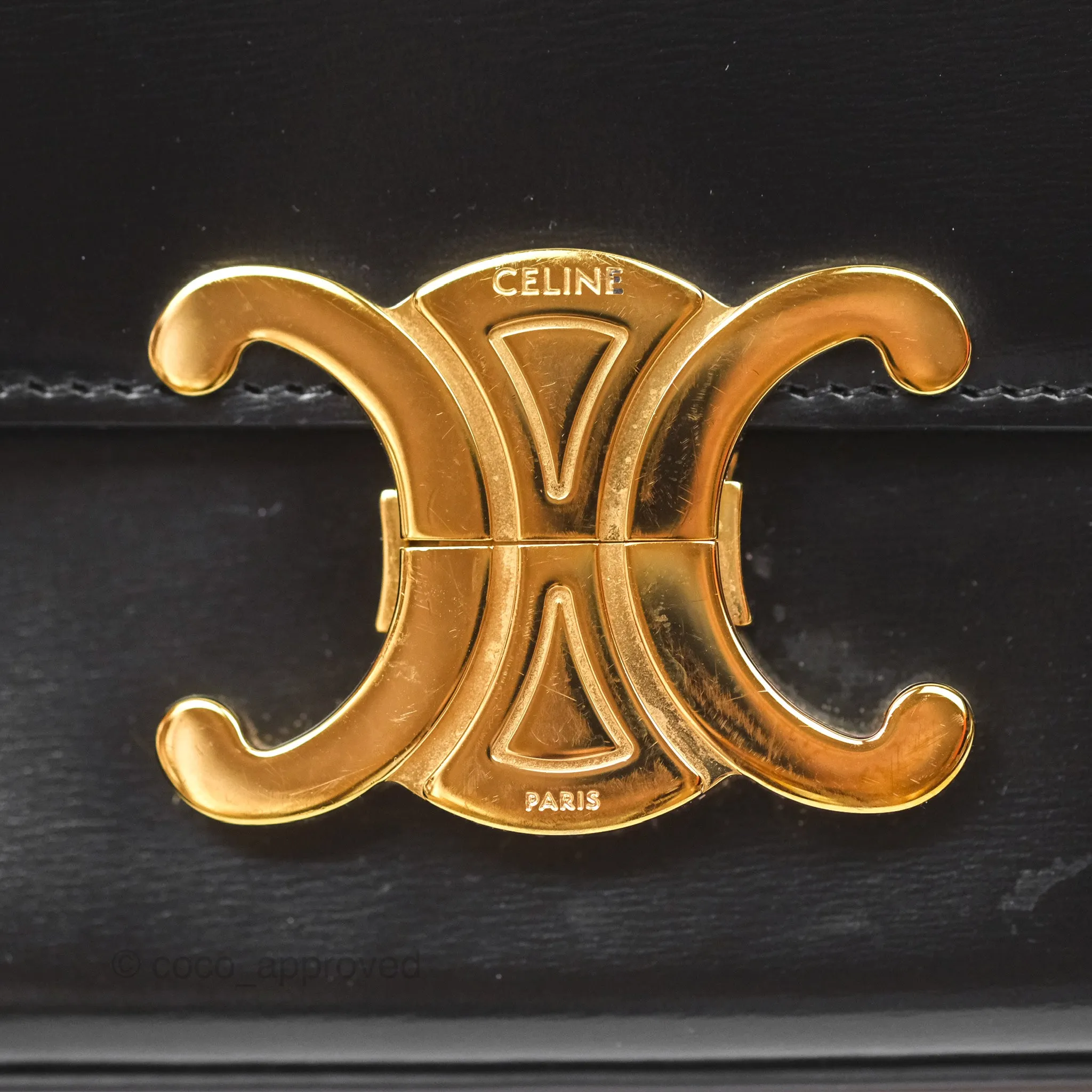 Celine Triomphe Shoulder Bag Black Calfskin