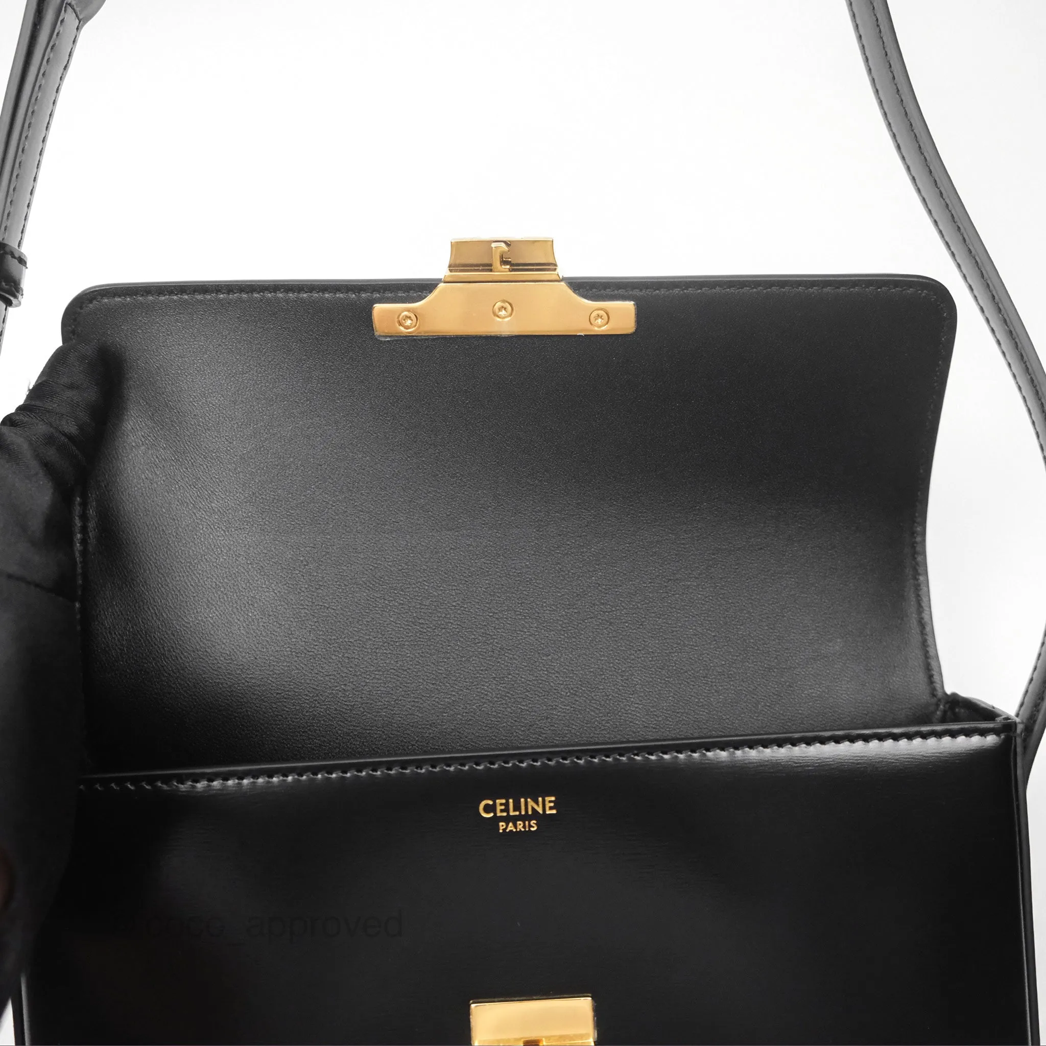 Celine Triomphe Shoulder Bag Black Calfskin