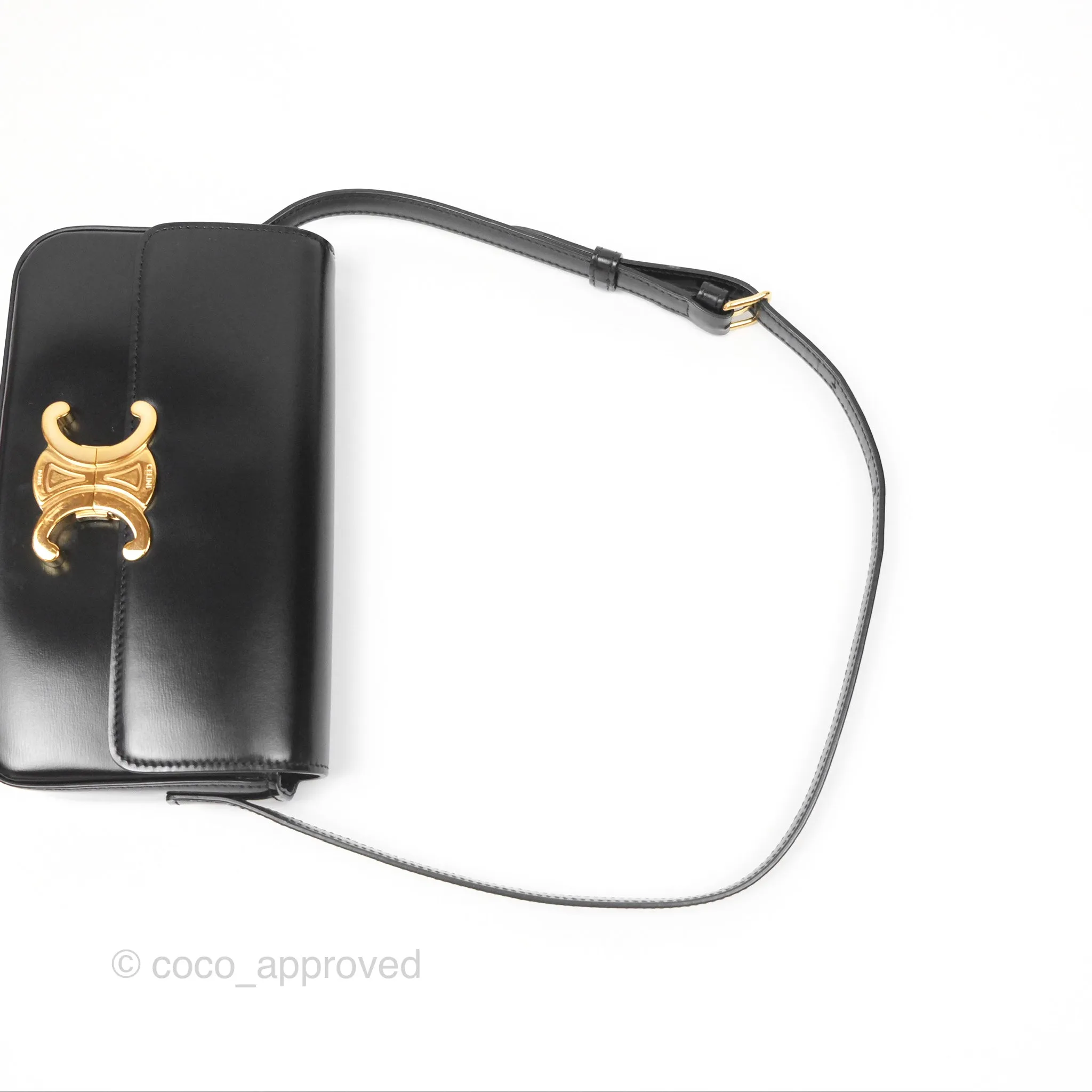 Celine Triomphe Shoulder Bag Black Calfskin