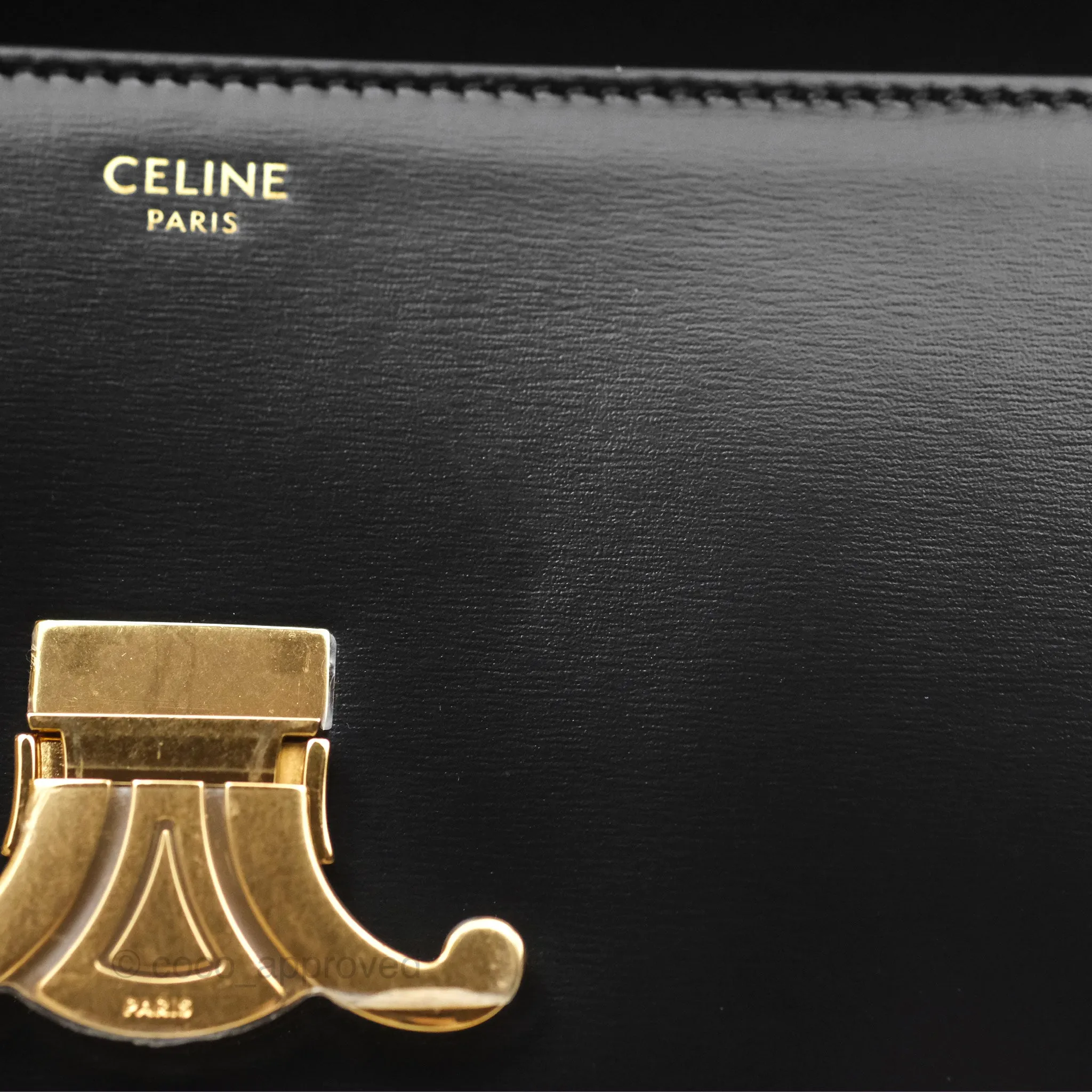 Celine Triomphe Shoulder Bag Black Calfskin