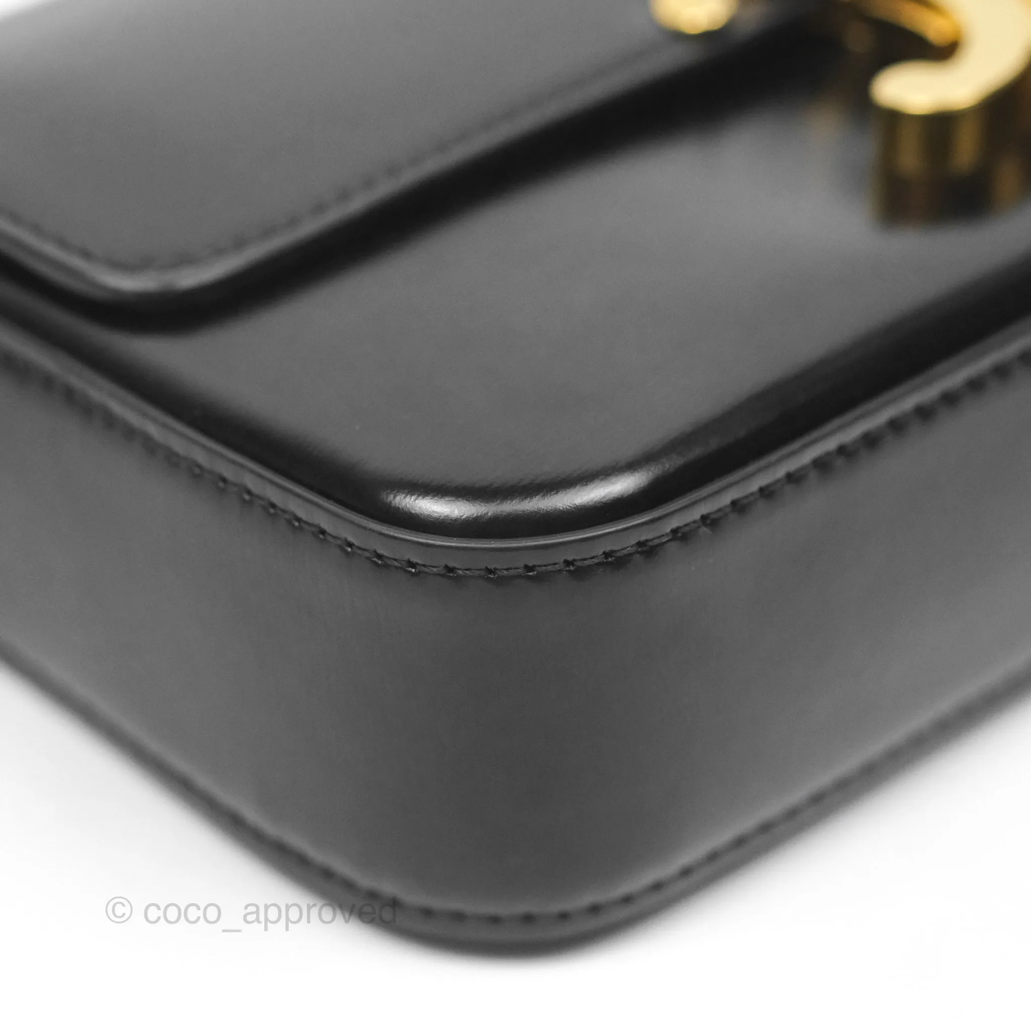 Celine Triomphe Shoulder Bag Black Calfskin