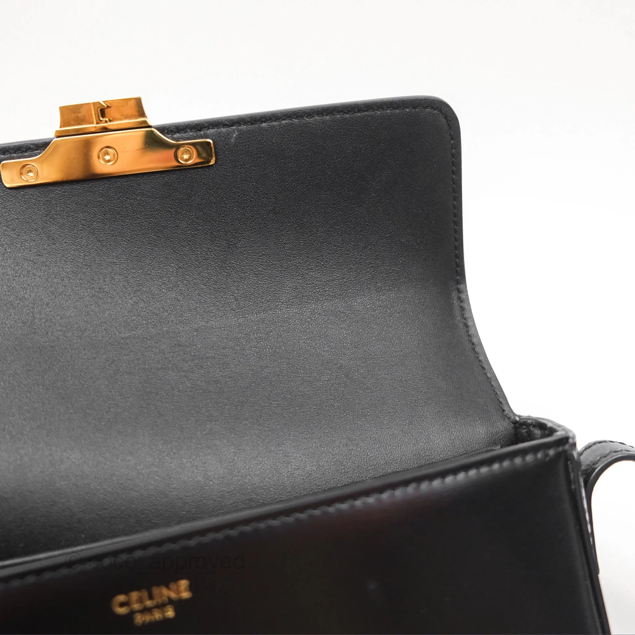 Celine Triomphe Shoulder Bag Black Calfskin