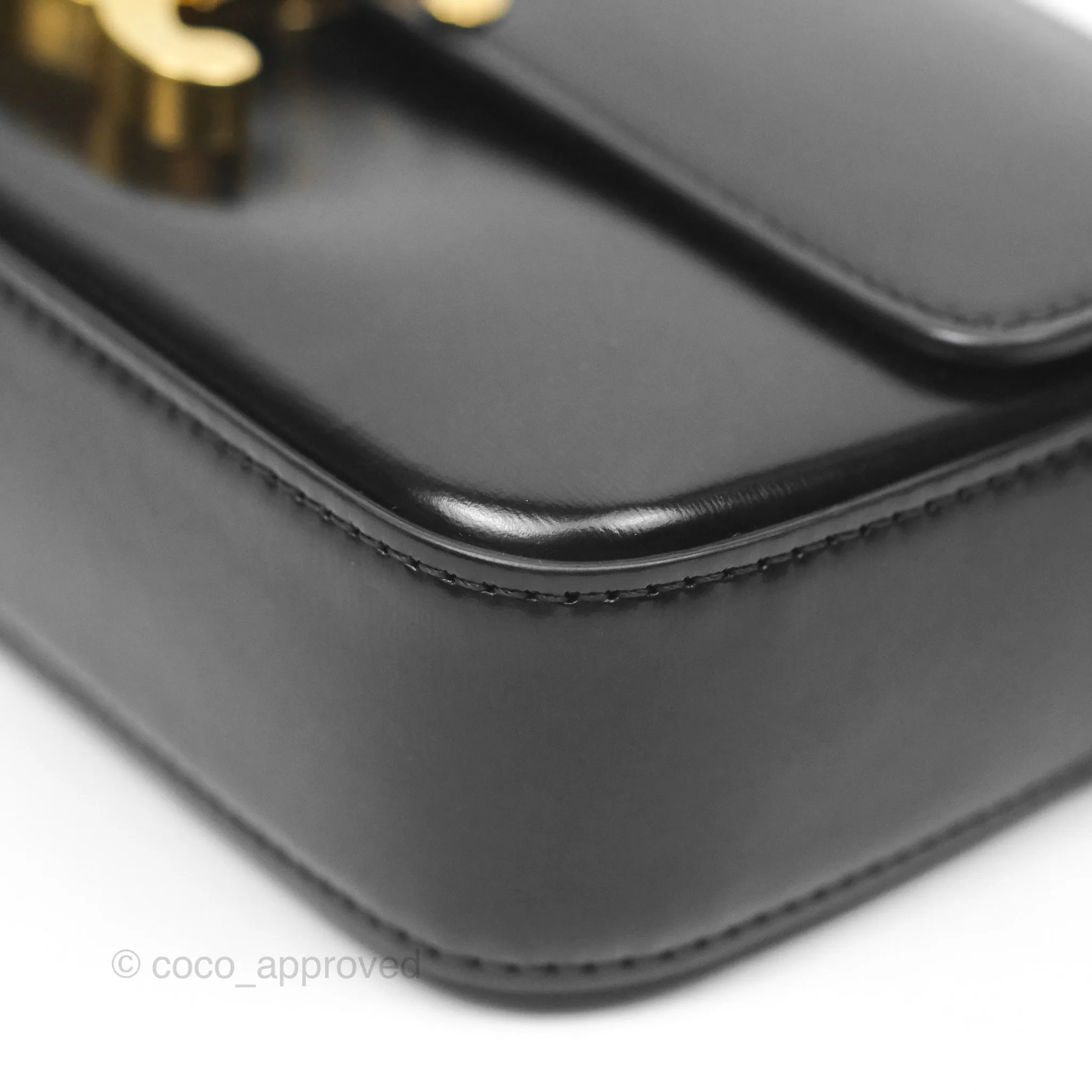 Celine Triomphe Shoulder Bag Black Calfskin