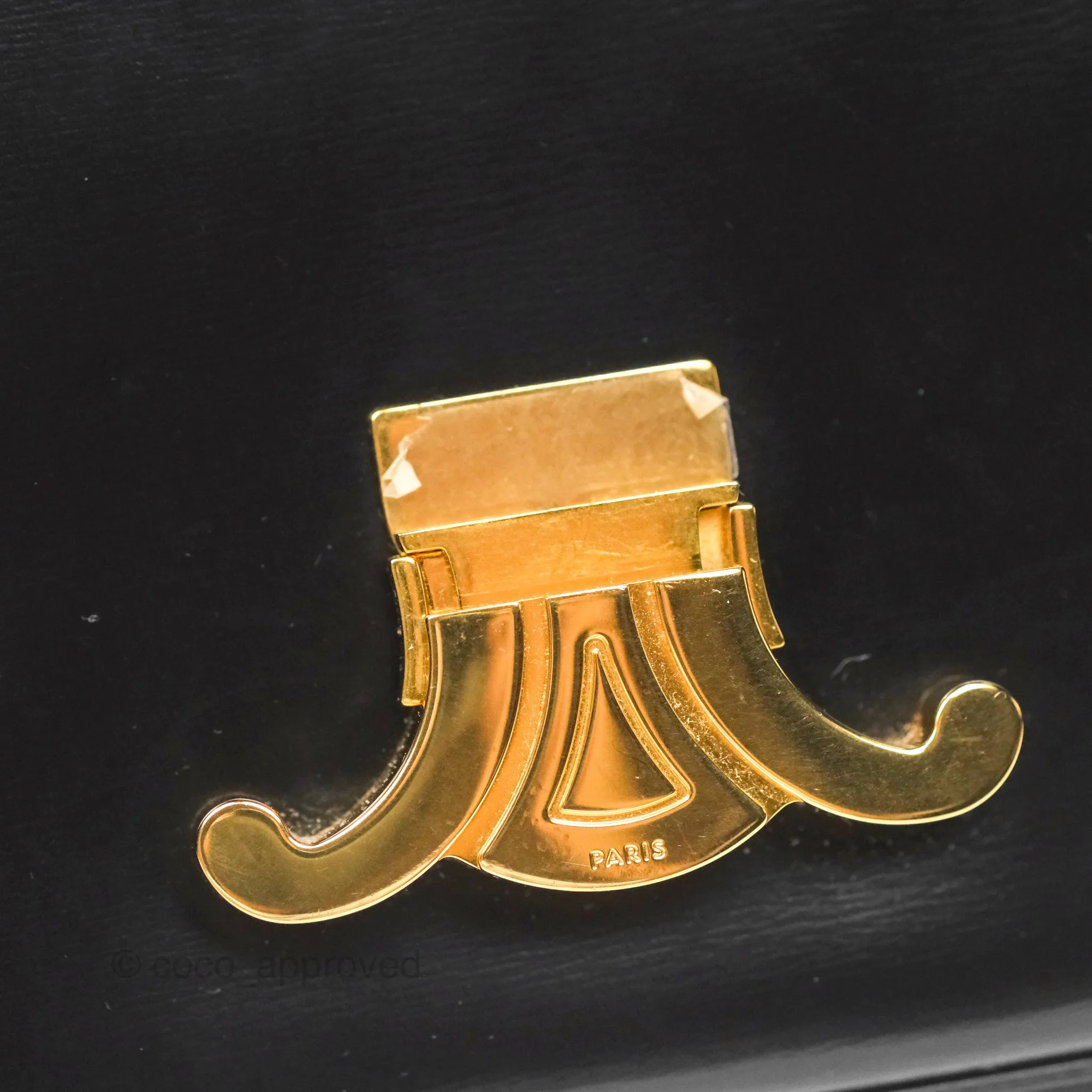 Celine Triomphe Shoulder Bag Black Calfskin