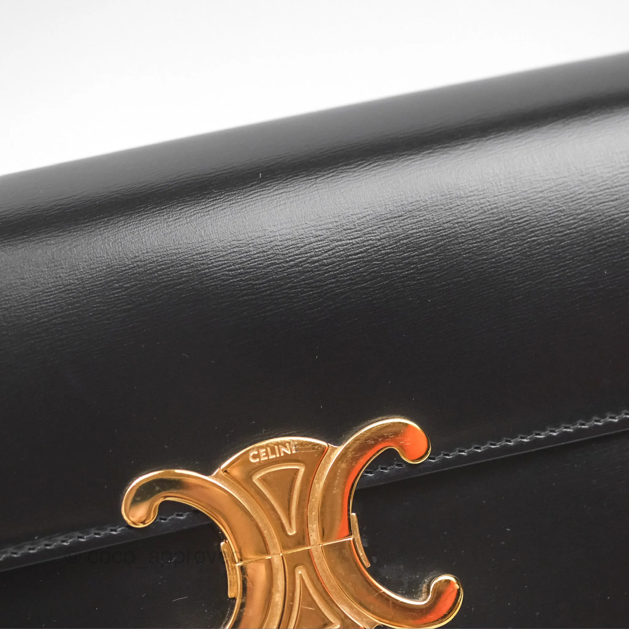 Celine Triomphe Shoulder Bag Black Calfskin