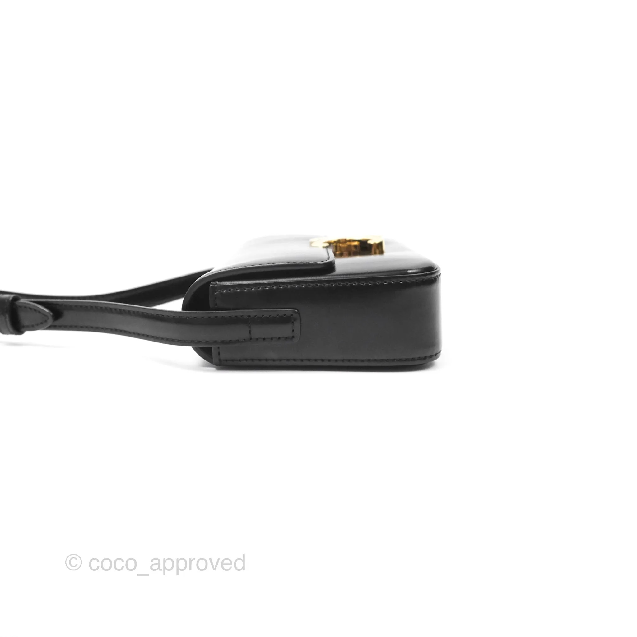 Celine Triomphe Shoulder Bag Black Calfskin
