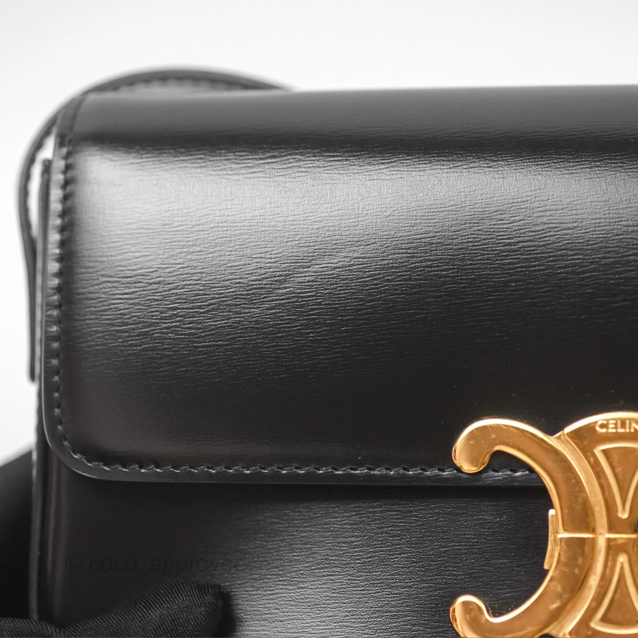 Celine Triomphe Shoulder Bag Black Calfskin