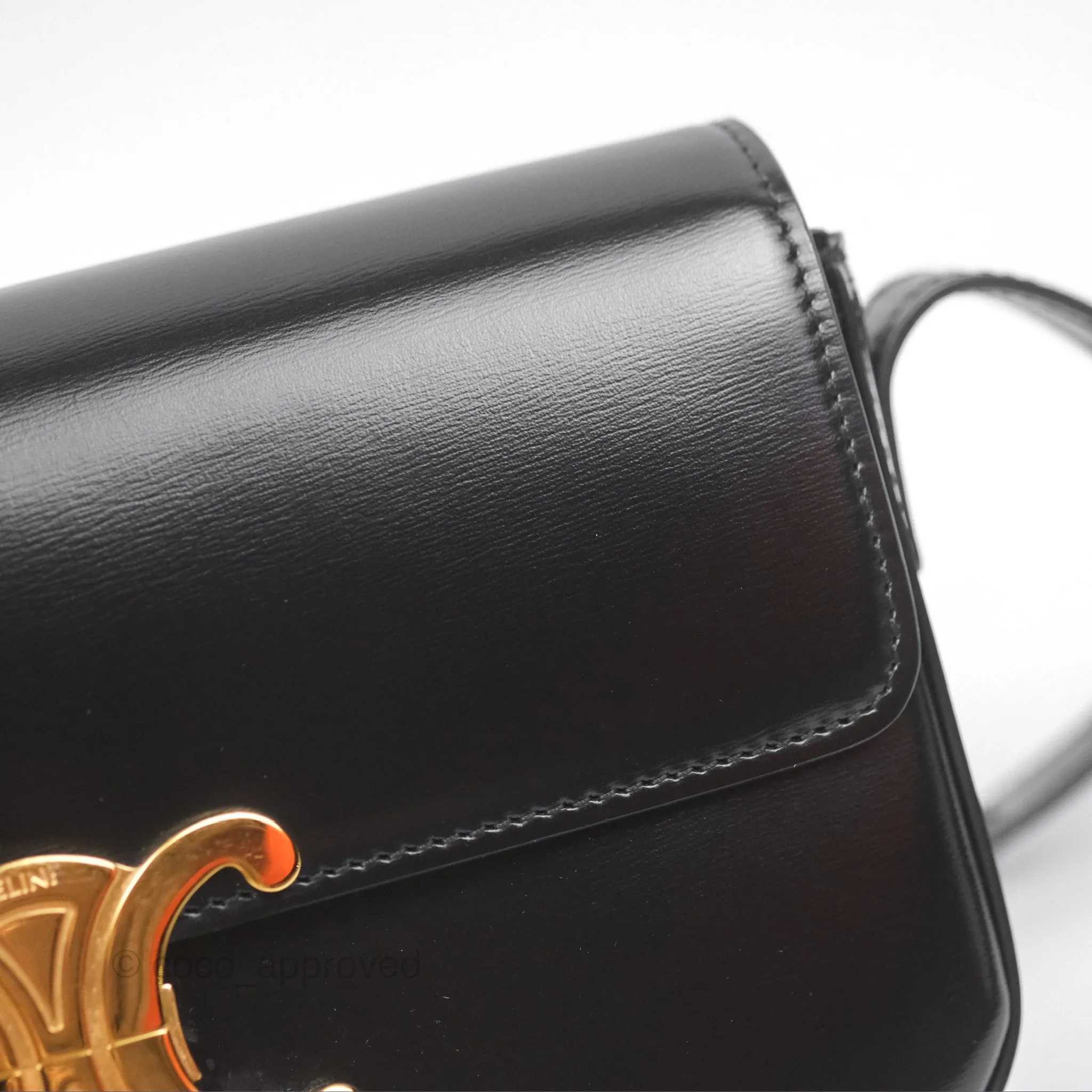 Celine Triomphe Shoulder Bag Black Calfskin