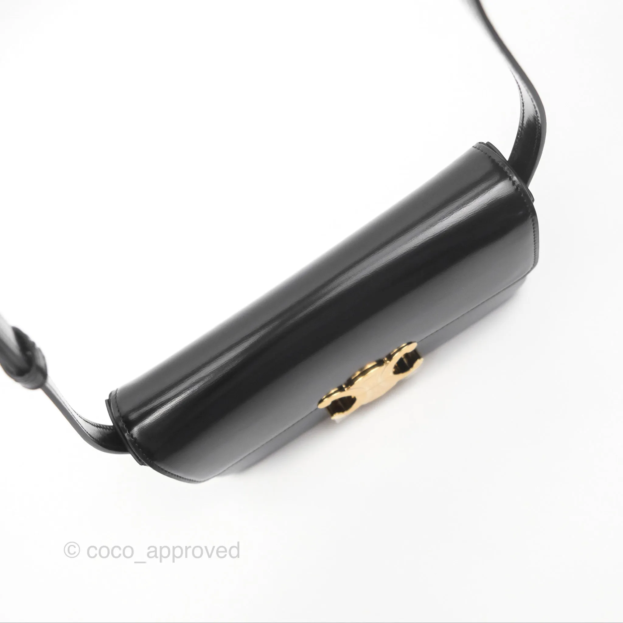 Celine Triomphe Shoulder Bag Black Calfskin