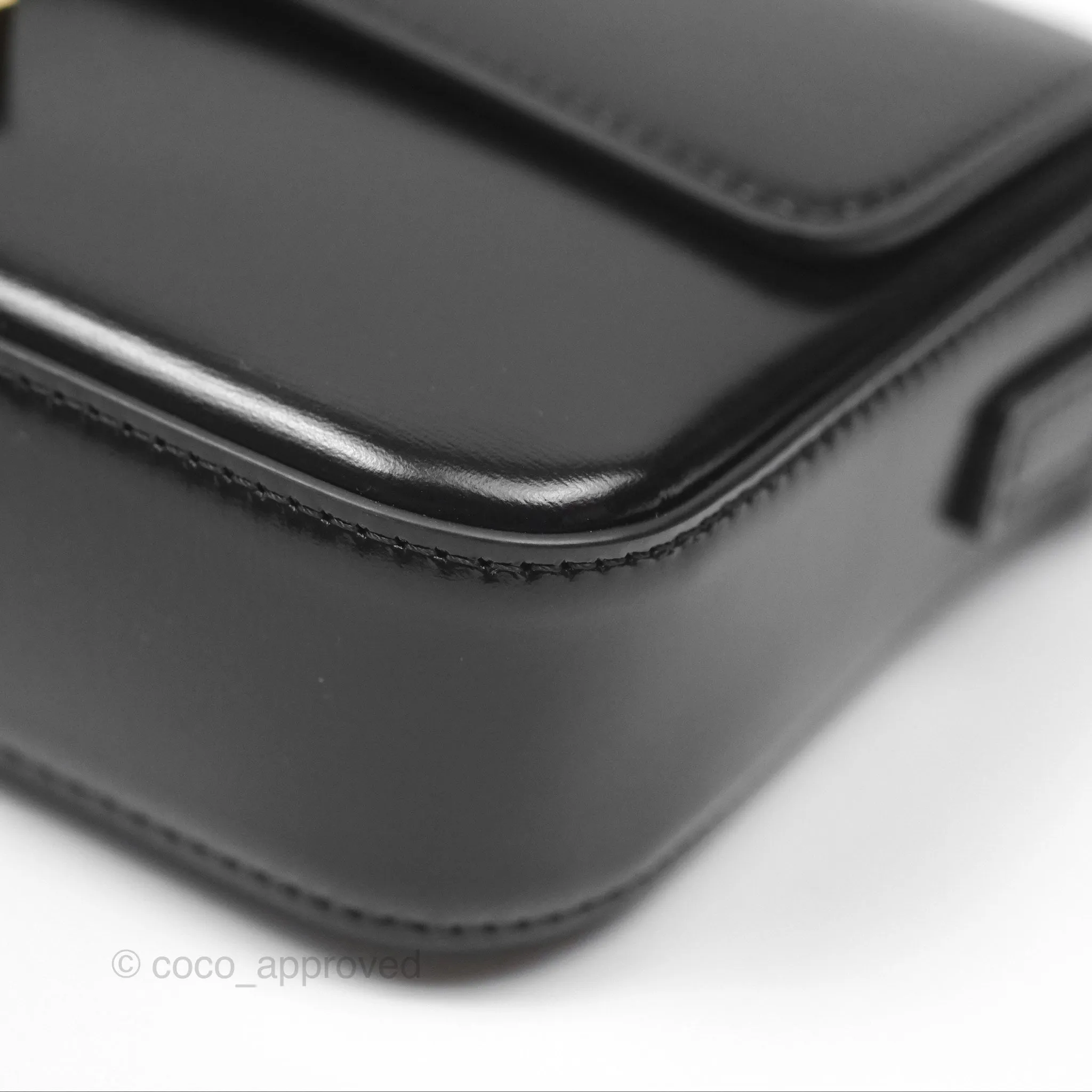 Celine Triomphe Shoulder Bag Black Calfskin