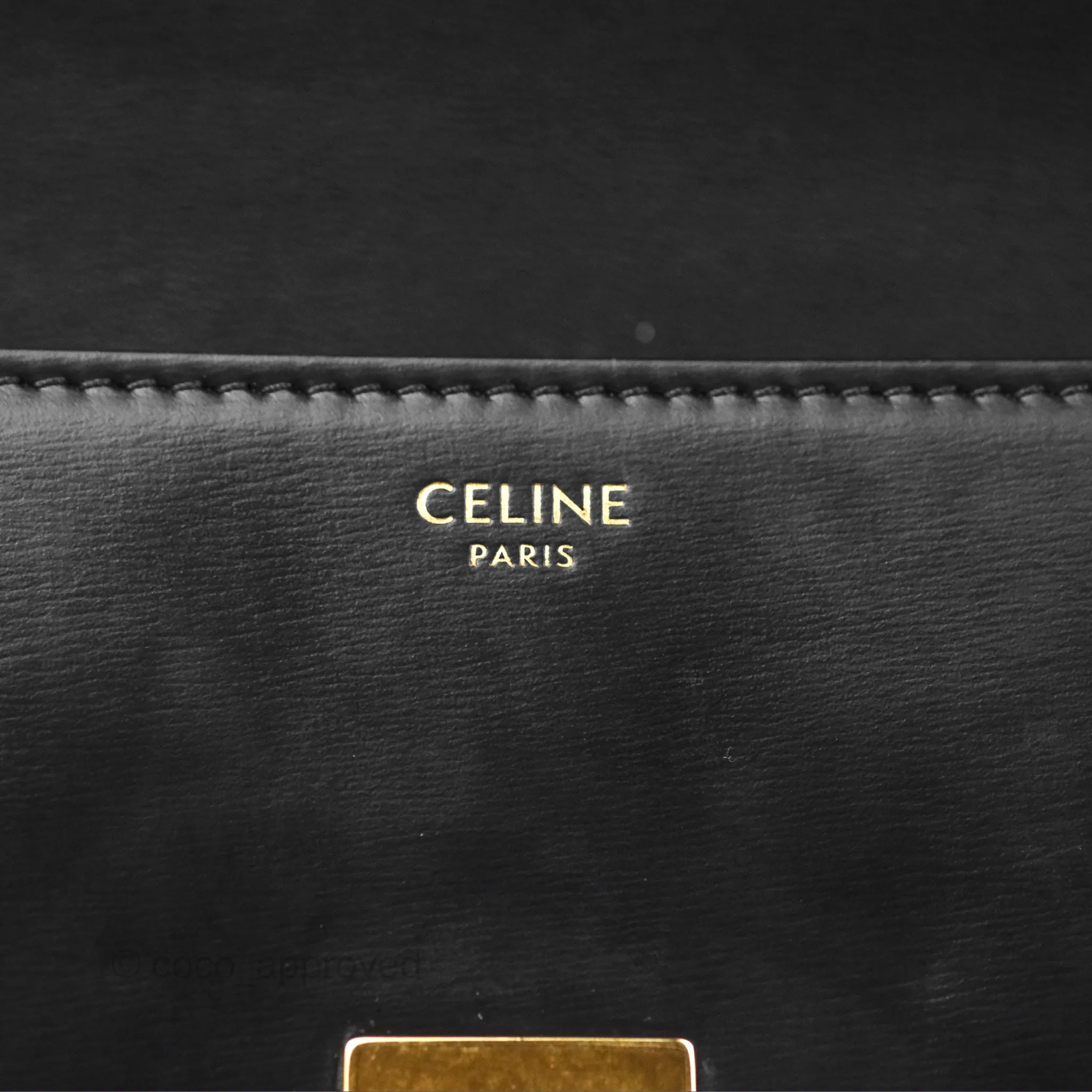 Celine Triomphe Shoulder Bag Black Calfskin