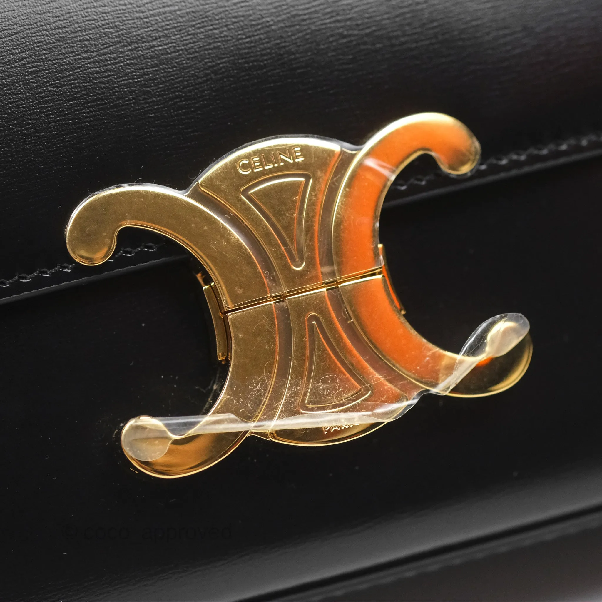 Celine Triomphe Shoulder Bag Black Calfskin