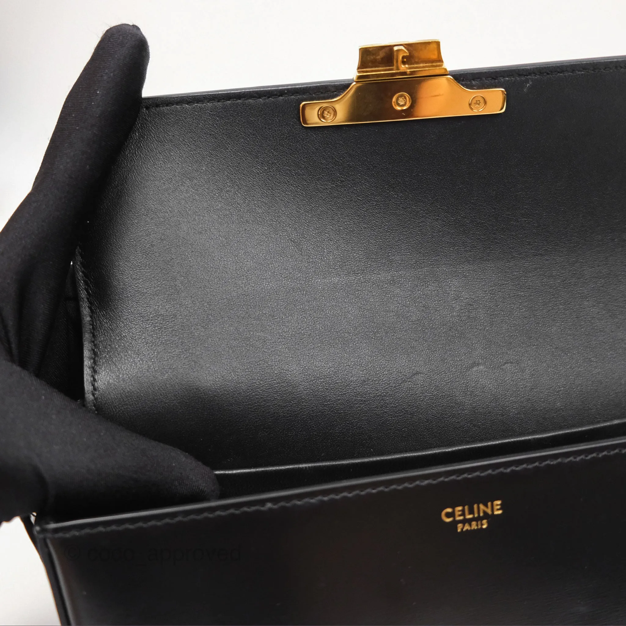 Celine Triomphe Shoulder Bag Black Calfskin