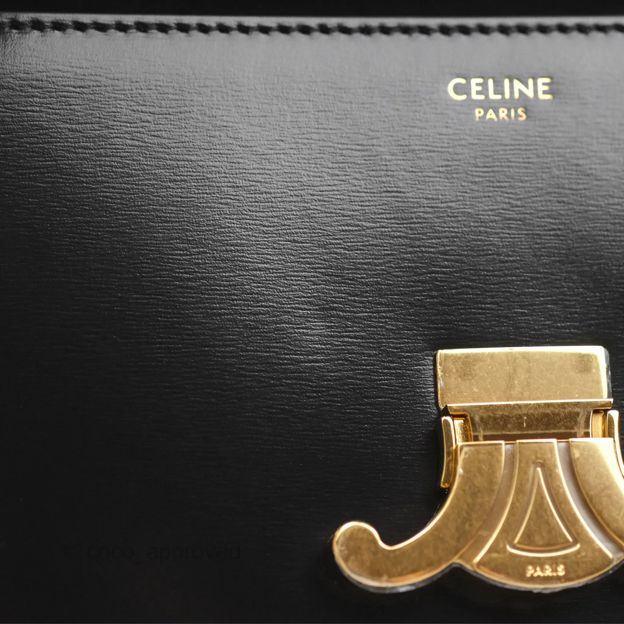 Celine Triomphe Shoulder Bag Black Calfskin