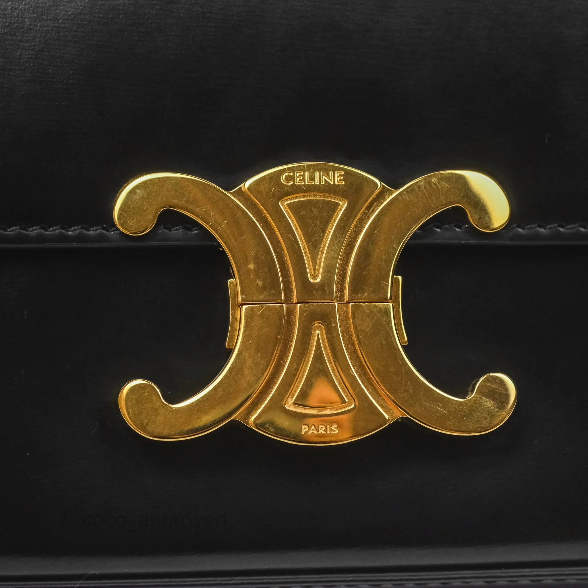Celine Triomphe Shoulder Bag Black Calfskin