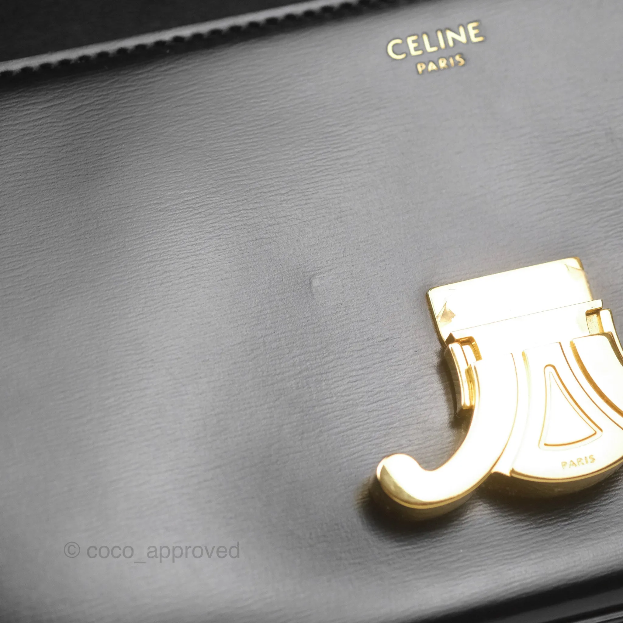 Celine Triomphe Shoulder Bag Black Calfskin