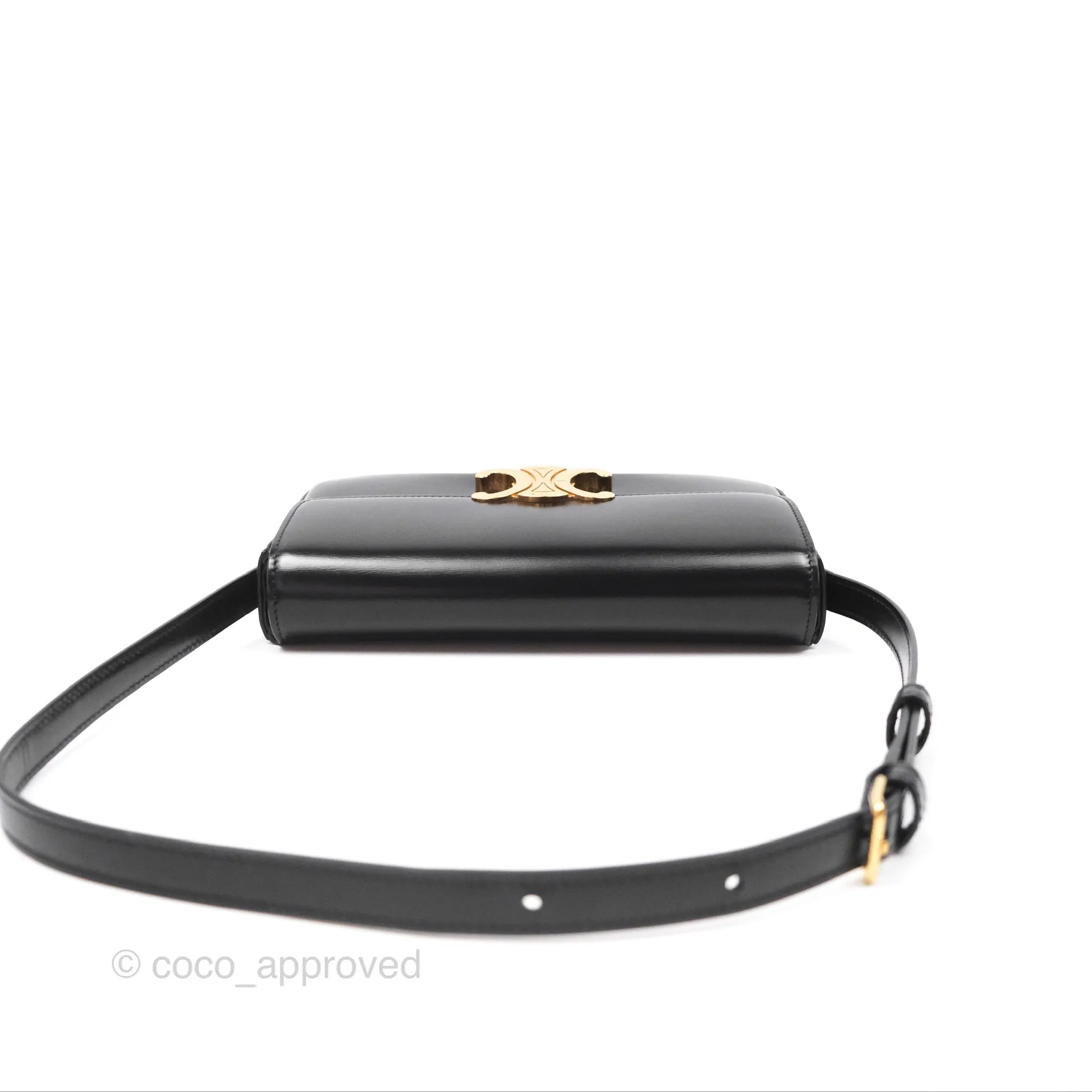 Celine Triomphe Shoulder Bag Black Calfskin