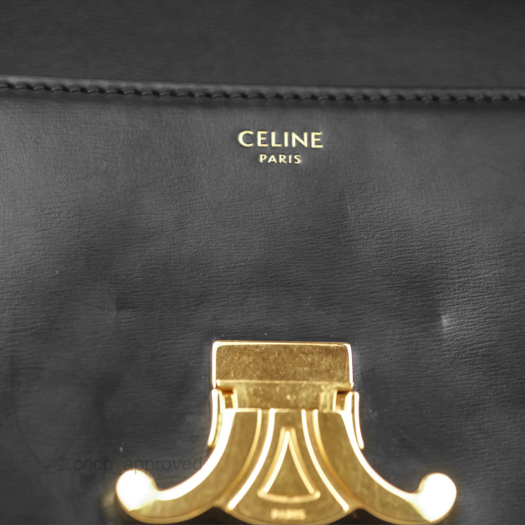 Celine Triomphe Shoulder Bag Black Calfskin