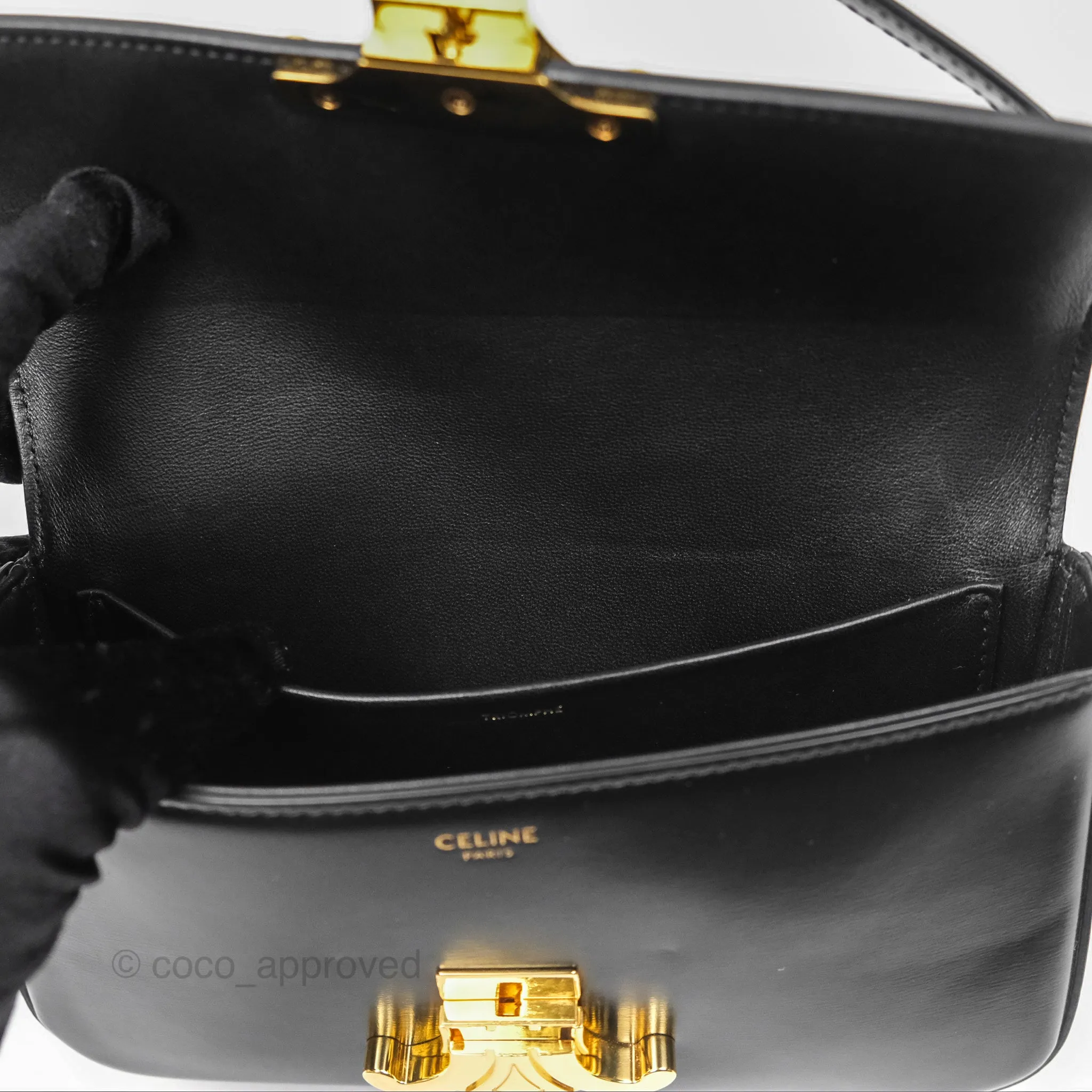 Celine Triomphe Shoulder Bag Black Calfskin
