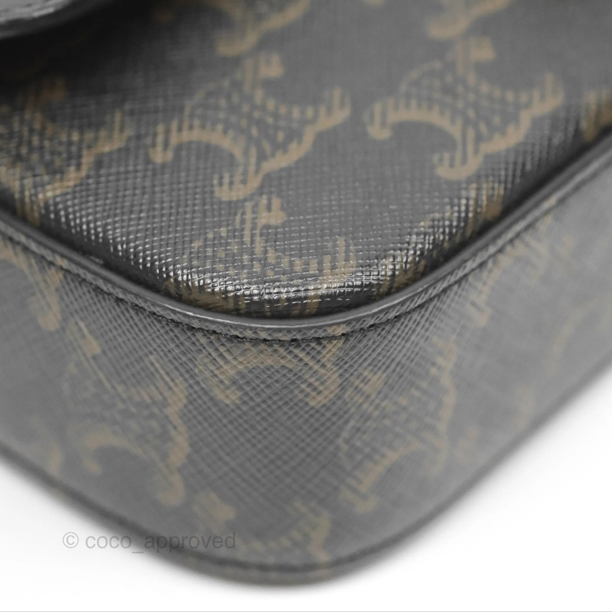 Celine Triomphe Shoulder Bag Tan Calfskin Triomphe Canvas