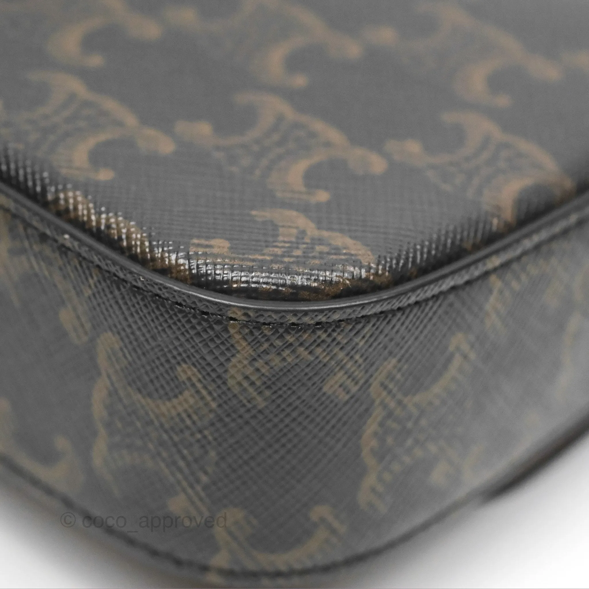 Celine Triomphe Shoulder Bag Tan Calfskin Triomphe Canvas